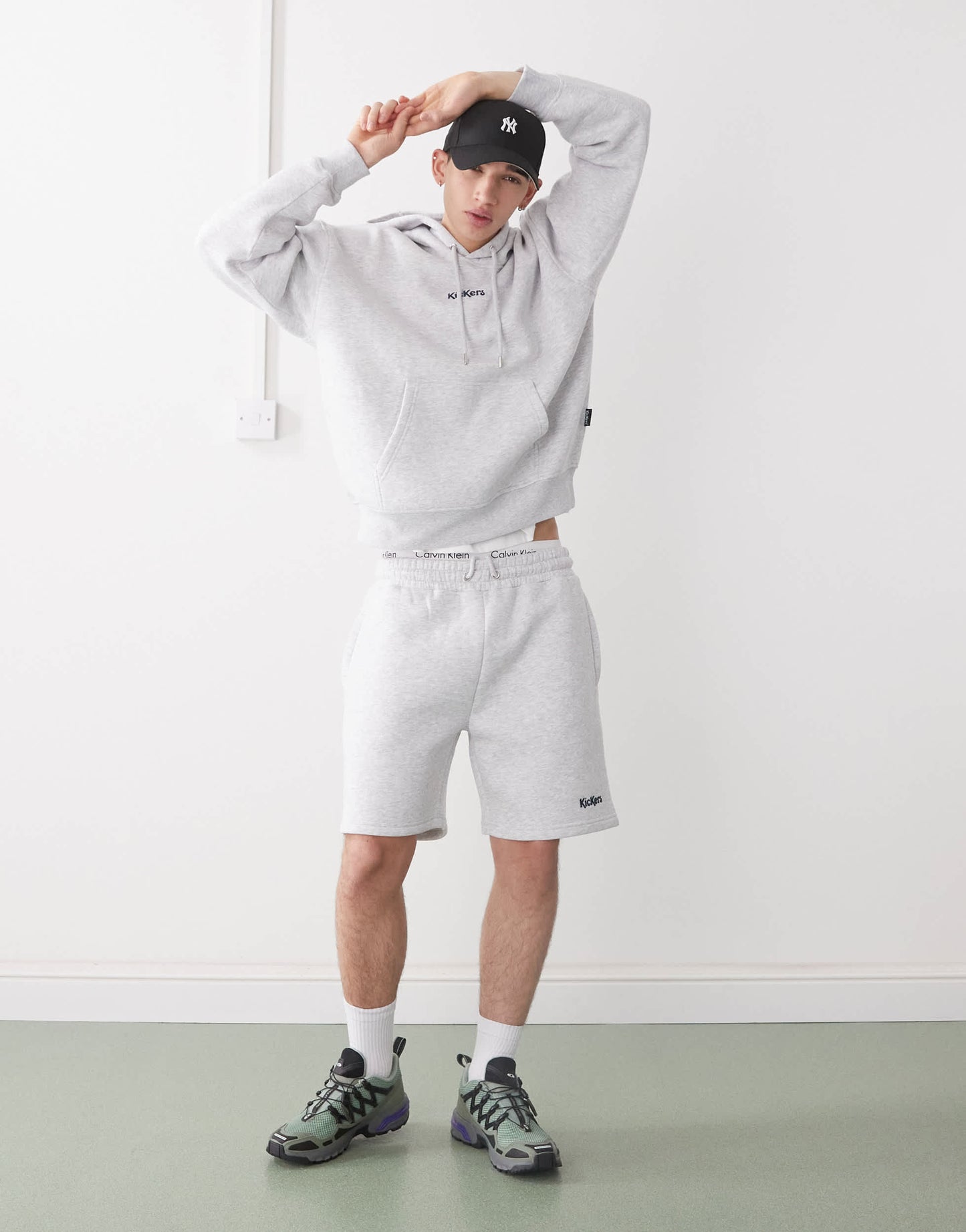 Kickers oversized hooded jumper in light grey marl co-ord