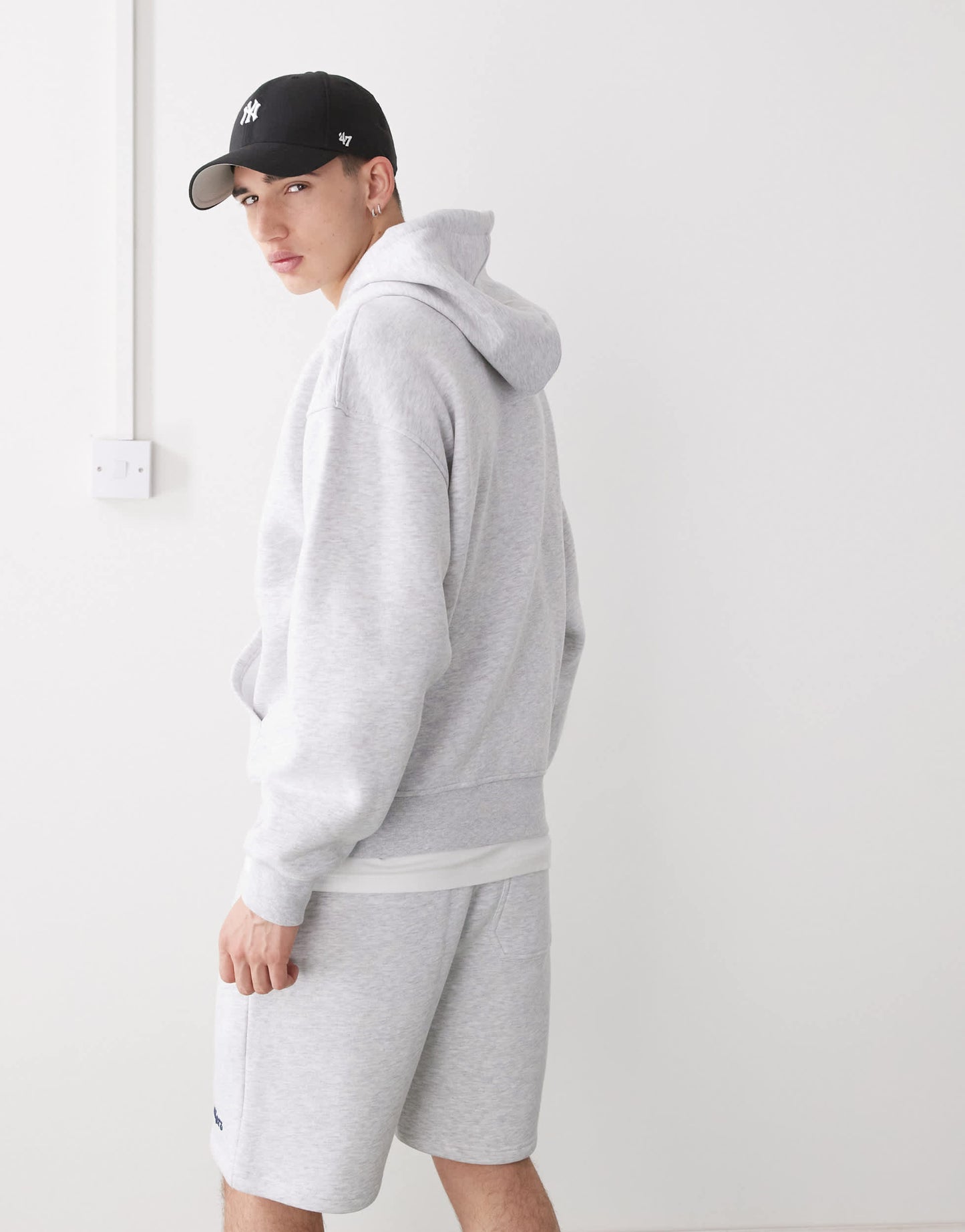 Kickers oversized hooded jumper in light grey marl co-ord