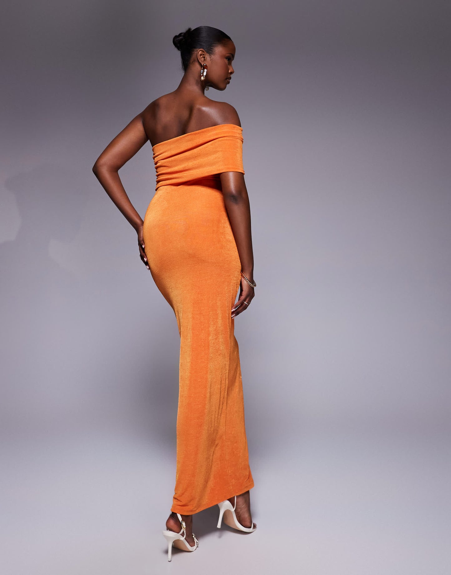 Aria Cove double layered slinky multiway bodycon maxi dress in orange