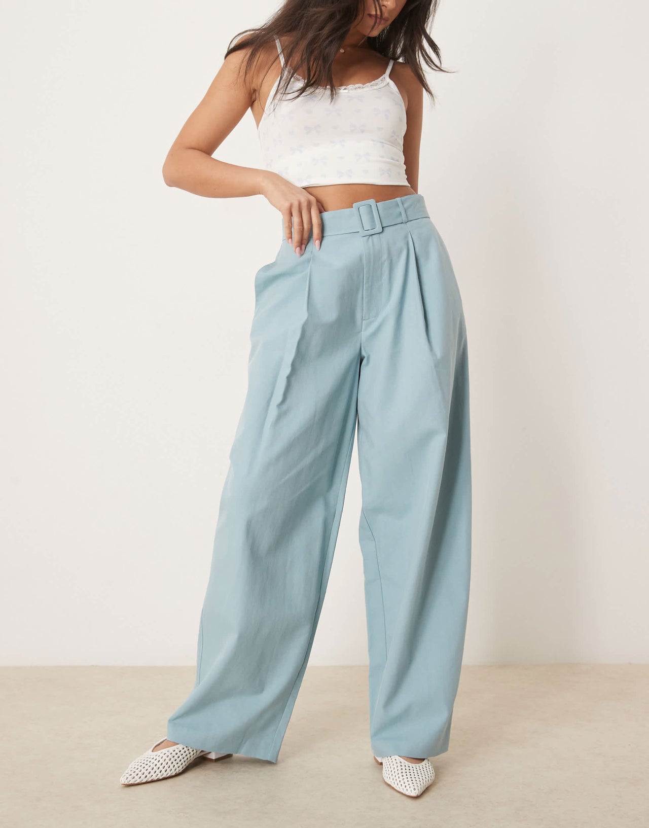 ASOS DESIGN clean balloon trousers in turquoise