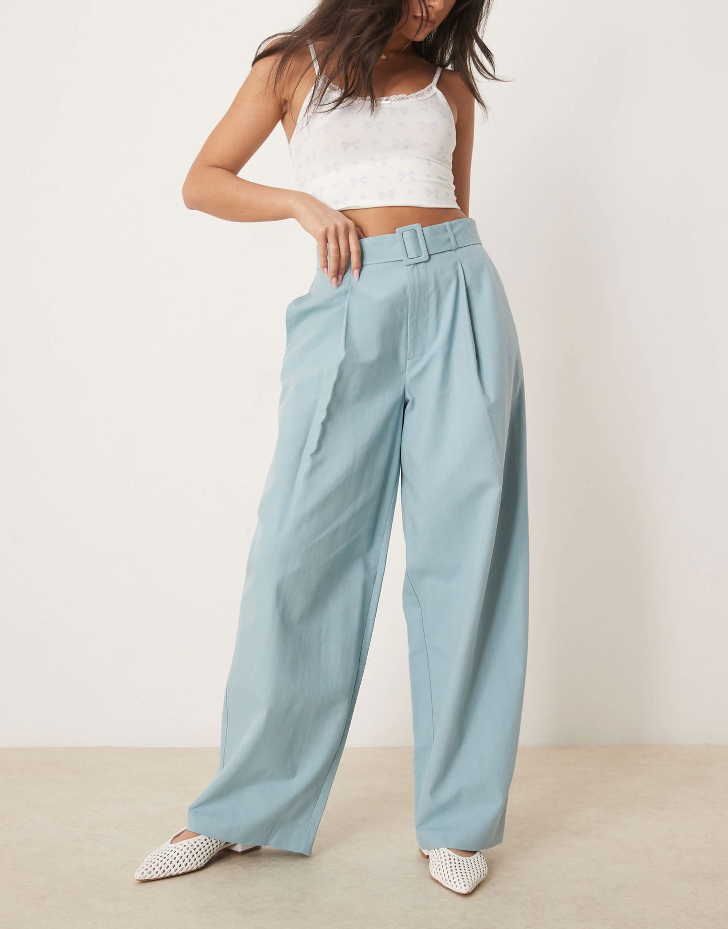 ASOS DESIGN clean balloon trousers in turquoise