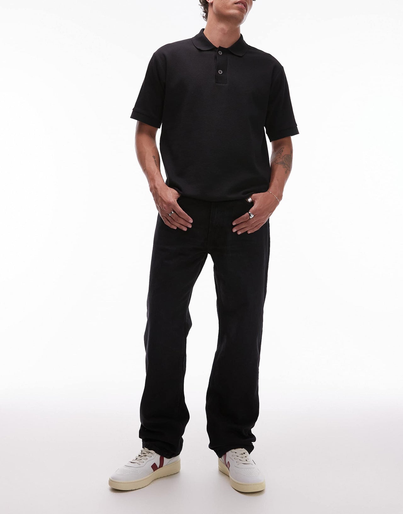 Mango Moby relaxed straight fit jeans in black