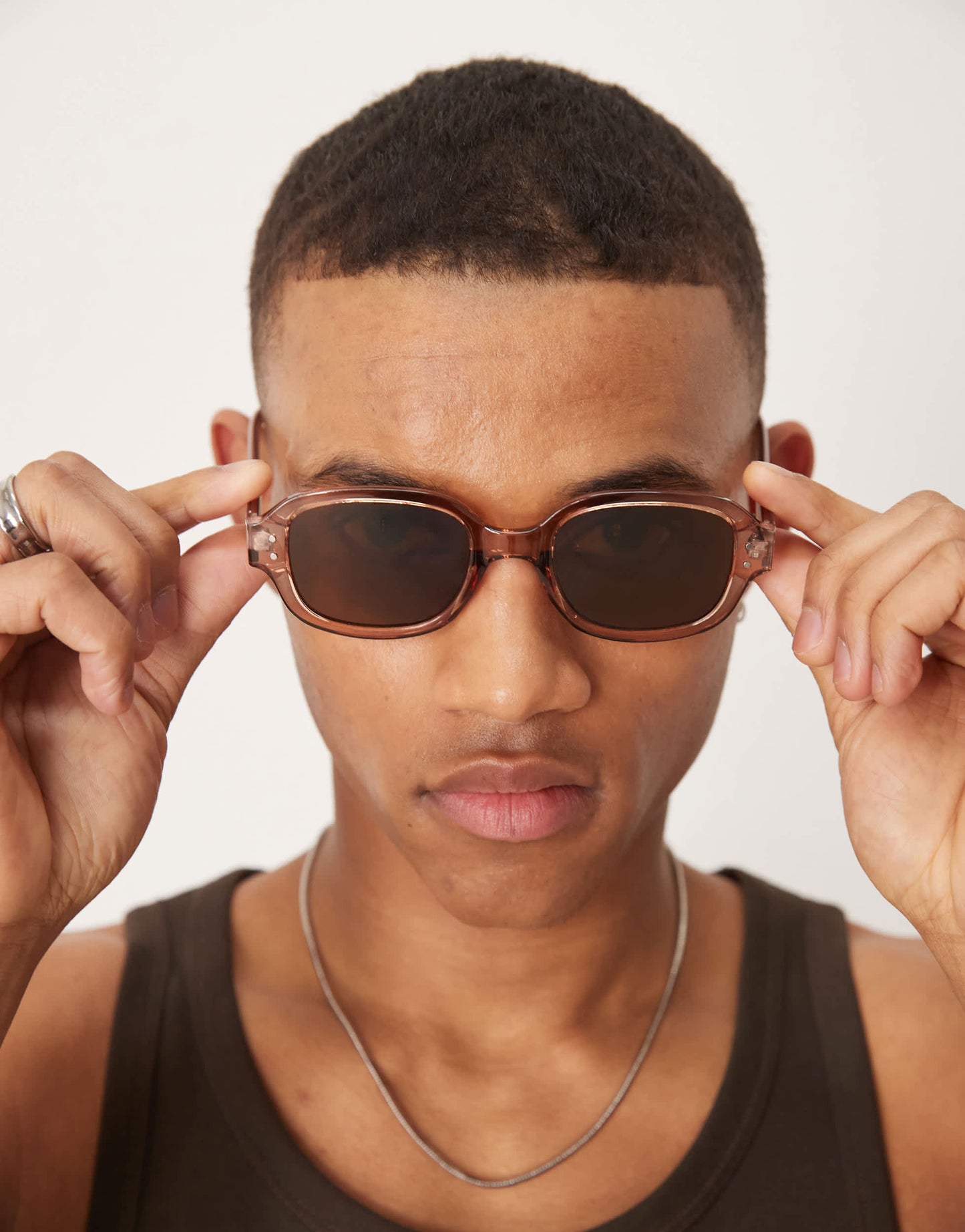ASOS DESIGN square sunglasses with solid brown lens and crystal brown frame