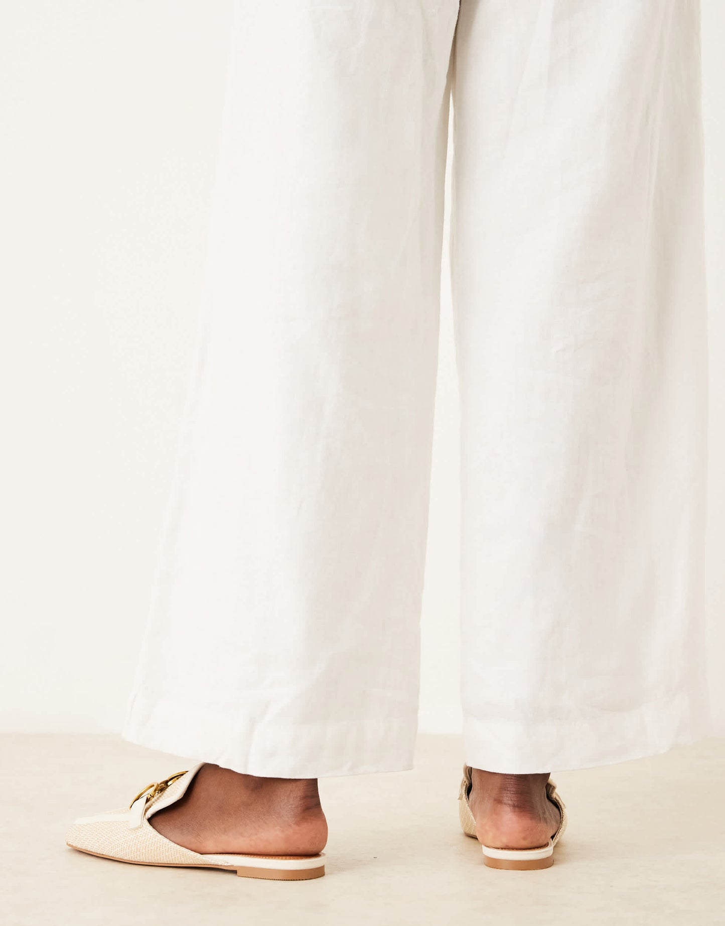 ASOS DESIGN Wide Fit Mosaic flat loafer mules in natural fabrication