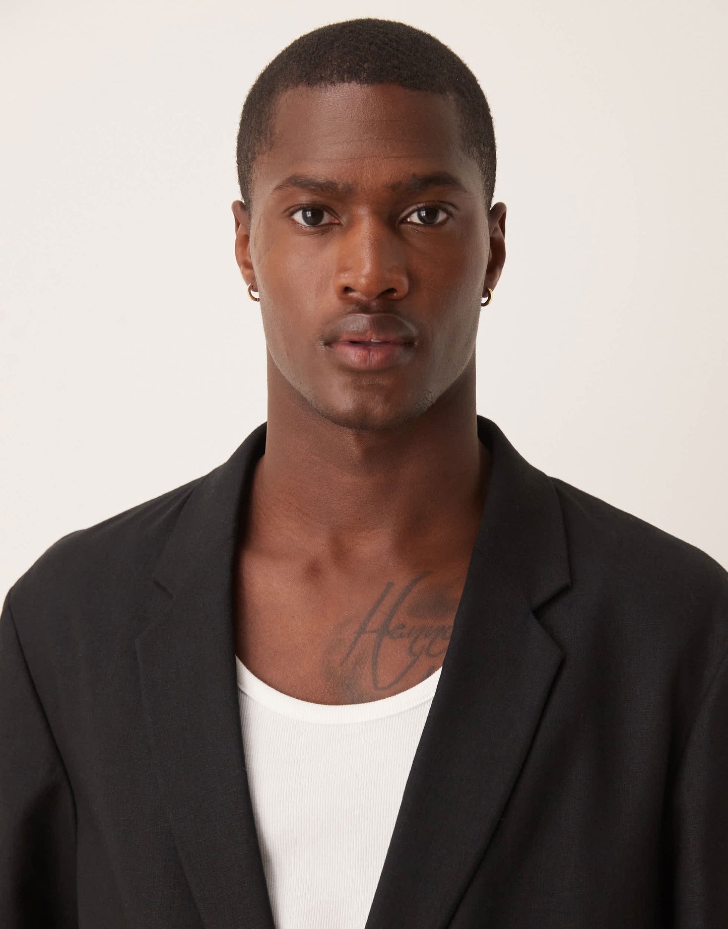 ASOS DESIGN linen blend shorter sleeve suit jacket in black