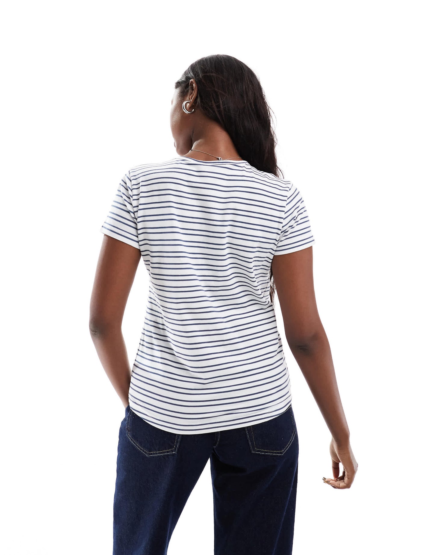 Daisy Street baby tee in blue and white stripe