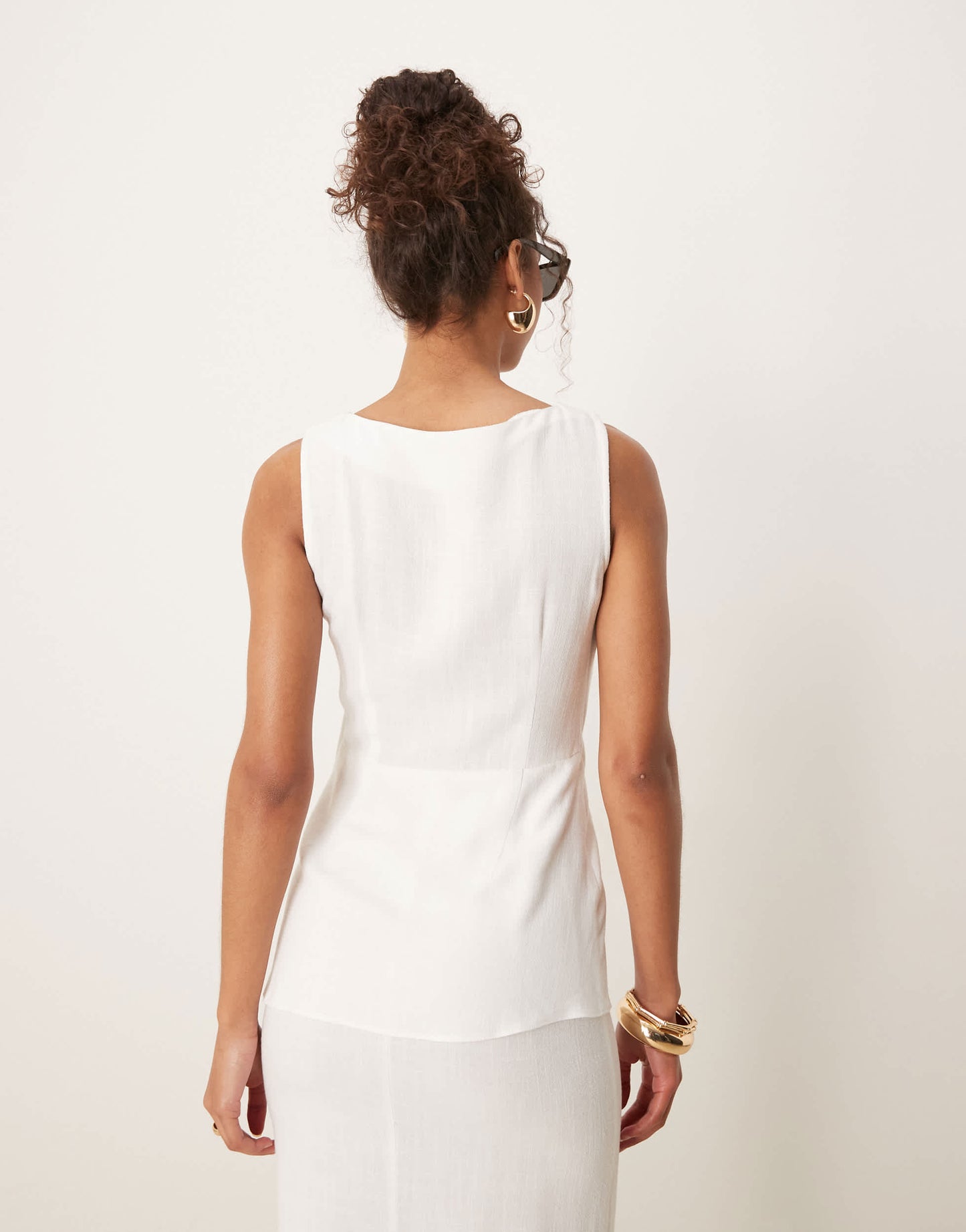 ASOS DESIGN linen waistcoat detail midi dress in white