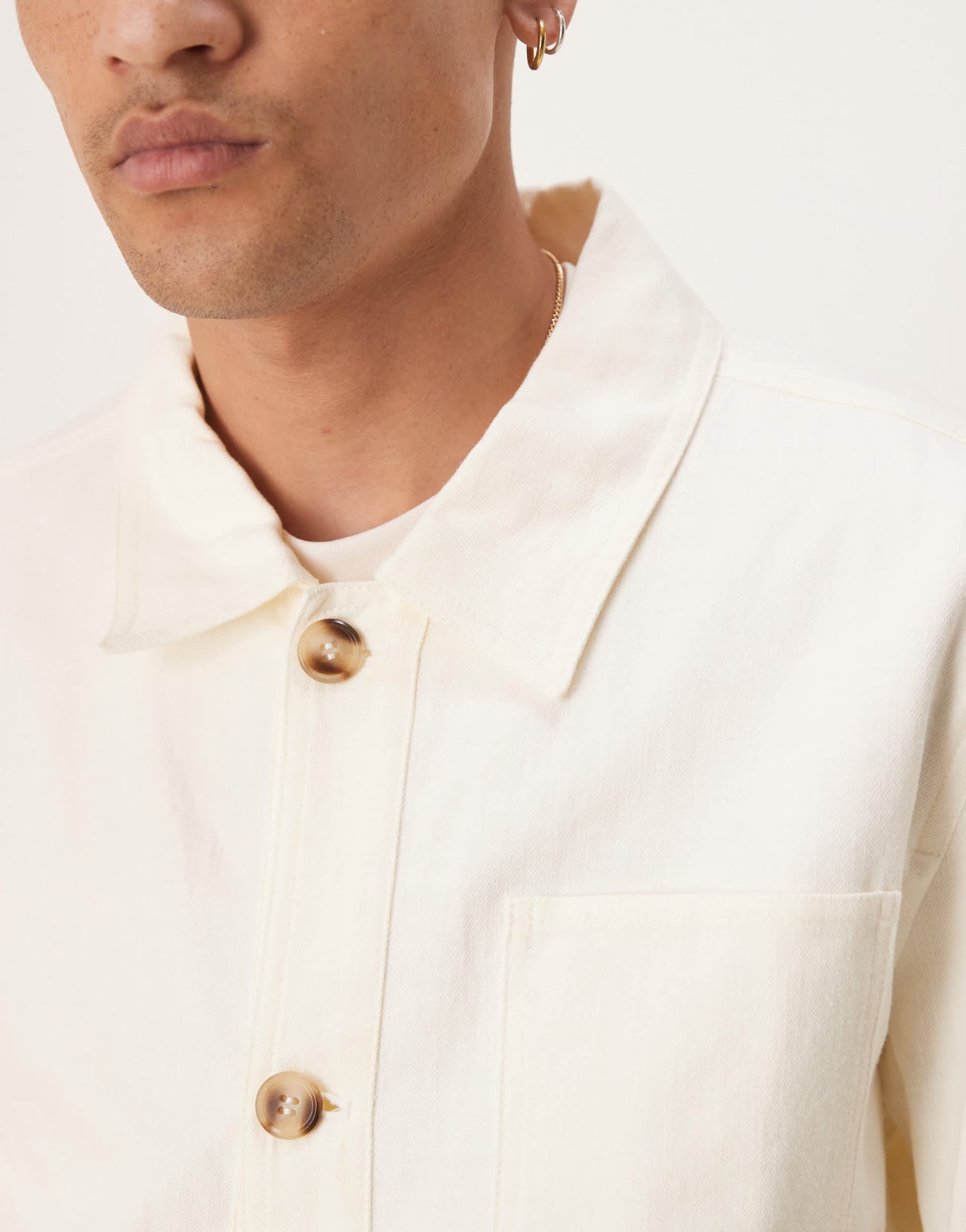 ASOS DESIGN Premium linen blend worker jacket in white
