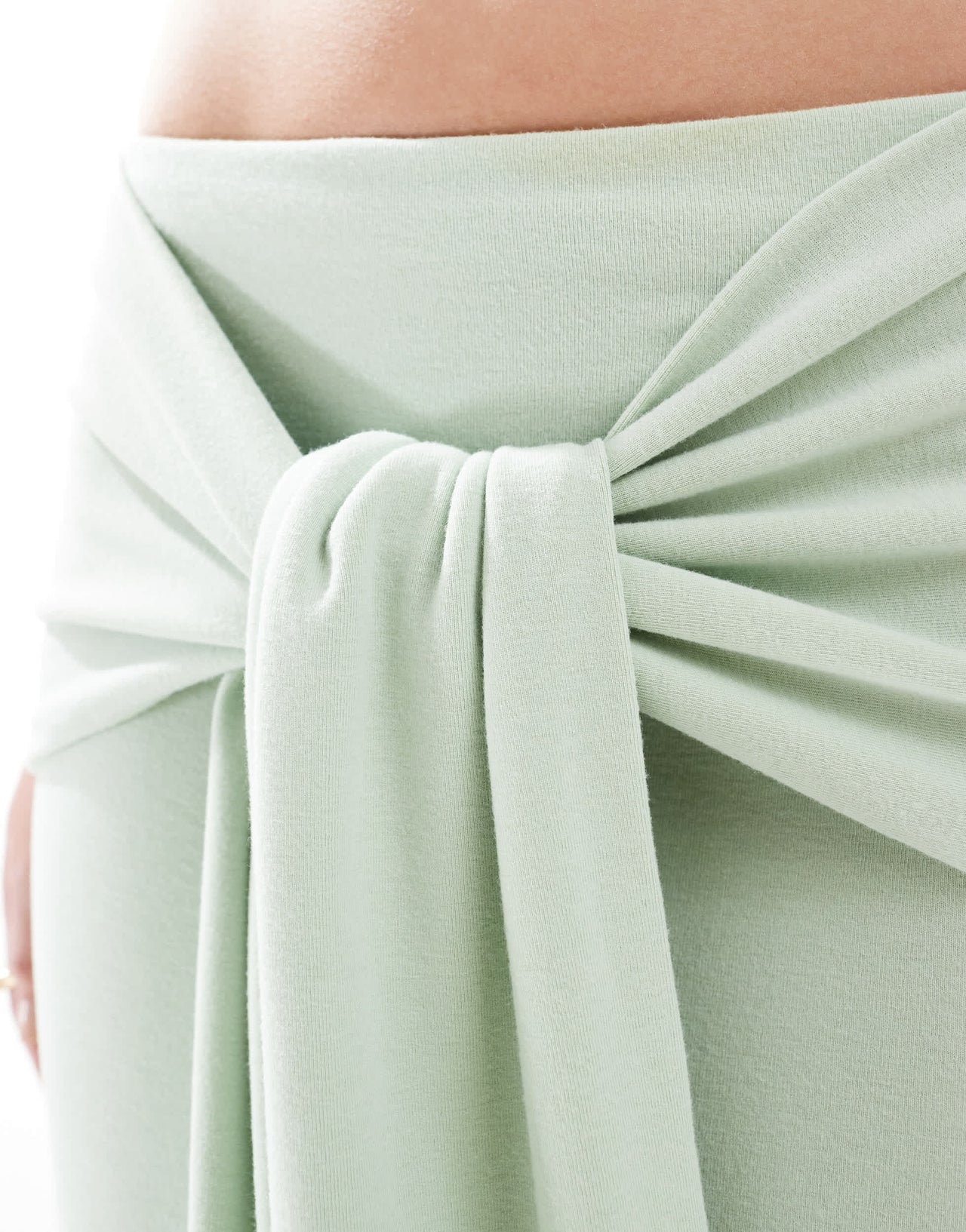 4th & Reckless double layered slinky drape tie waist maxi skirt co-ord in sage