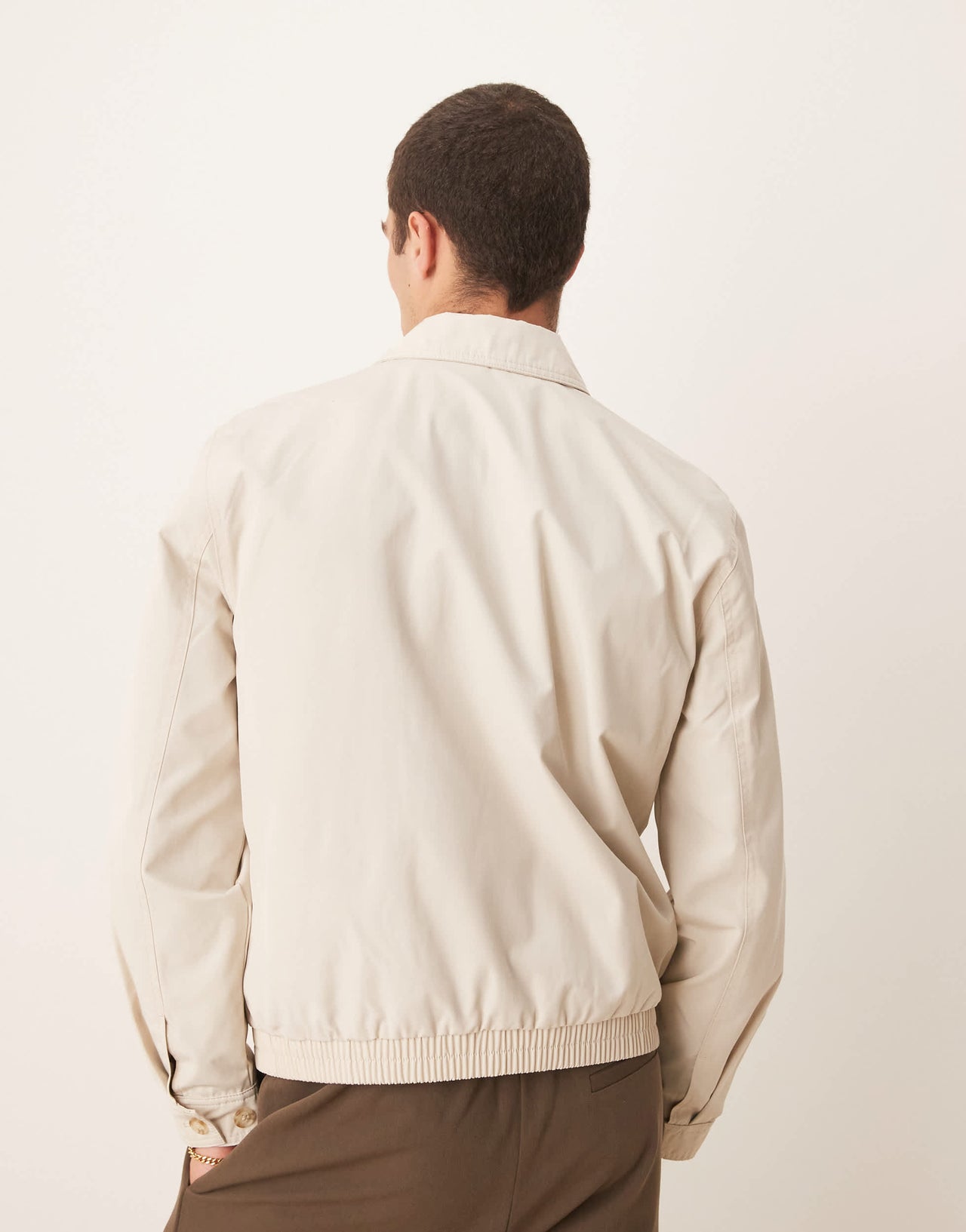 Abercrombie & Fitch cropped harrington jacket in tan