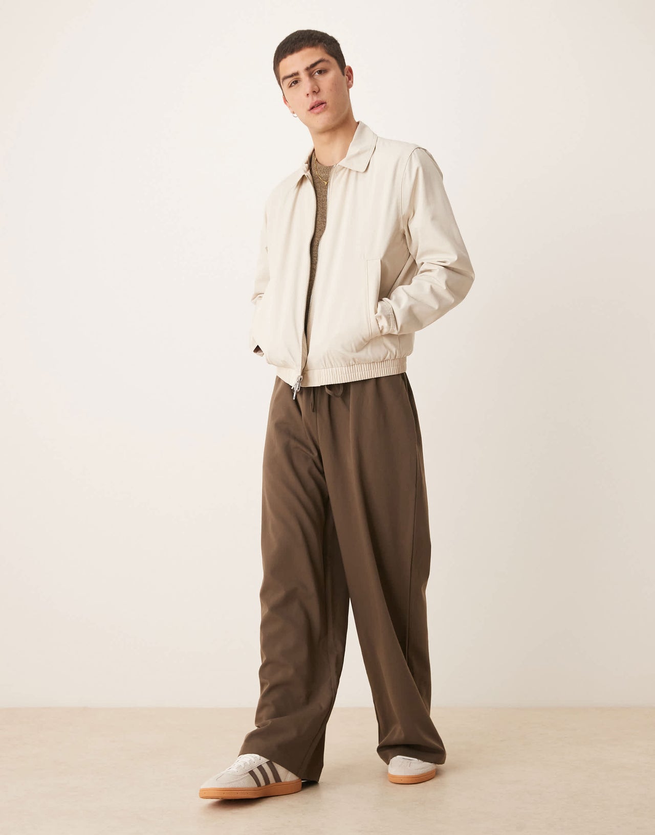 Abercrombie & Fitch cropped harrington jacket in tan