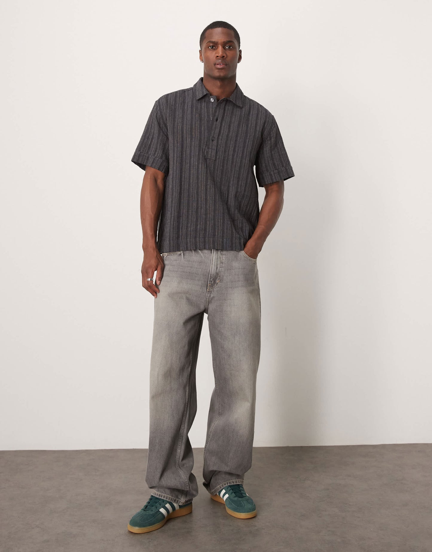 Abercrombie & Fitch short sleeve linen button shirt in black