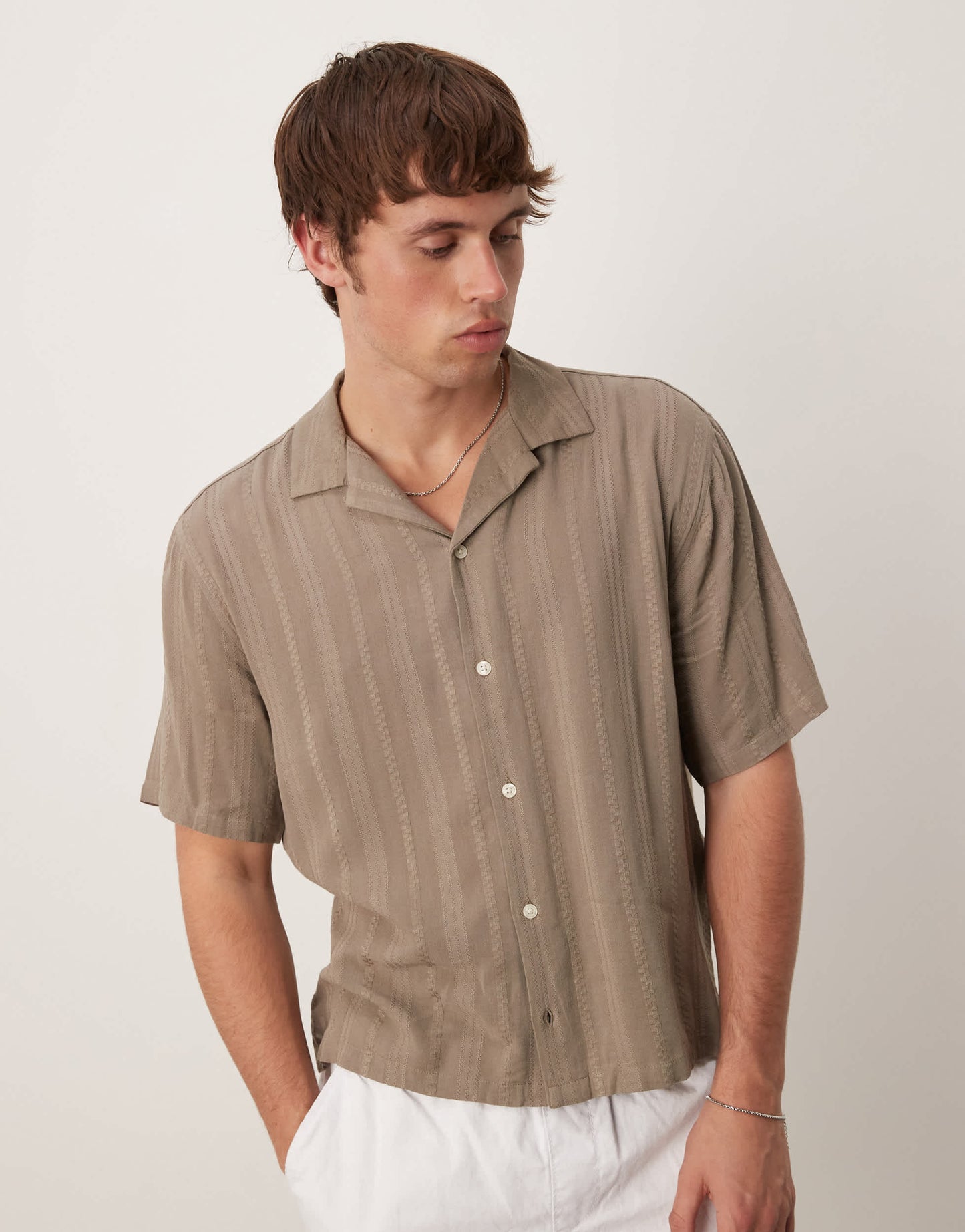 Abercrombie & Fitch long sleeve cropped lightweight shirt in grey