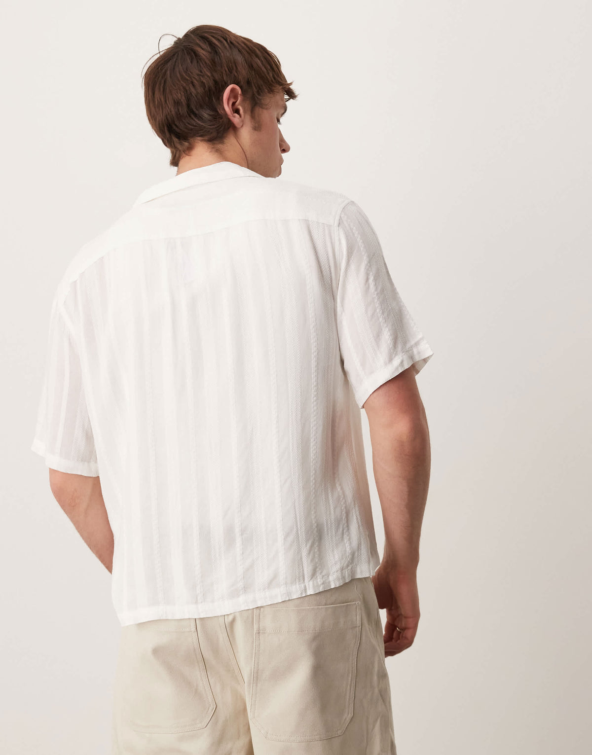 Abercrombie & Fitch short sleeve cropped lightweight linen shirt in white