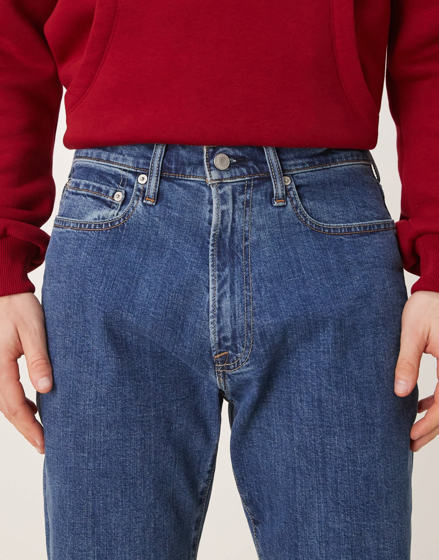 Abercrombie & Fitch athletic fit straight leg jeans in mid wash blue