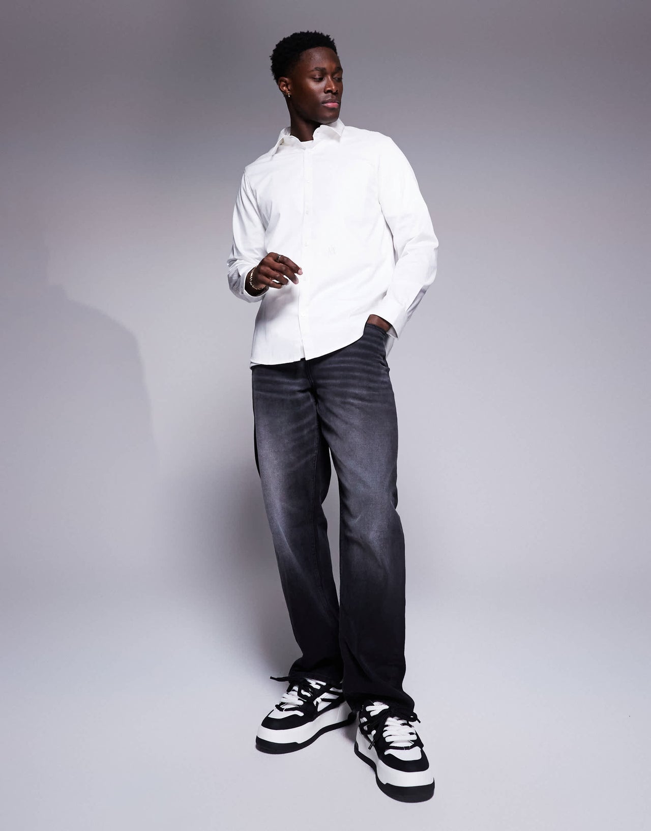 Armani Exchange oxford shirt with logo in white