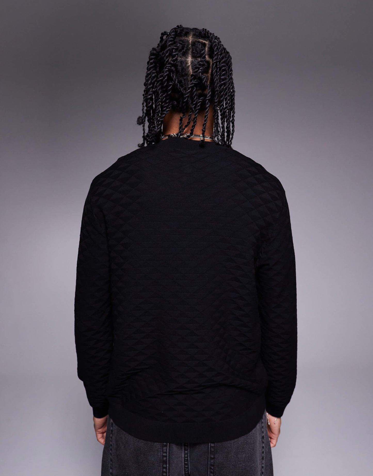 Armani Exchange crew neck textured logo jumper in black