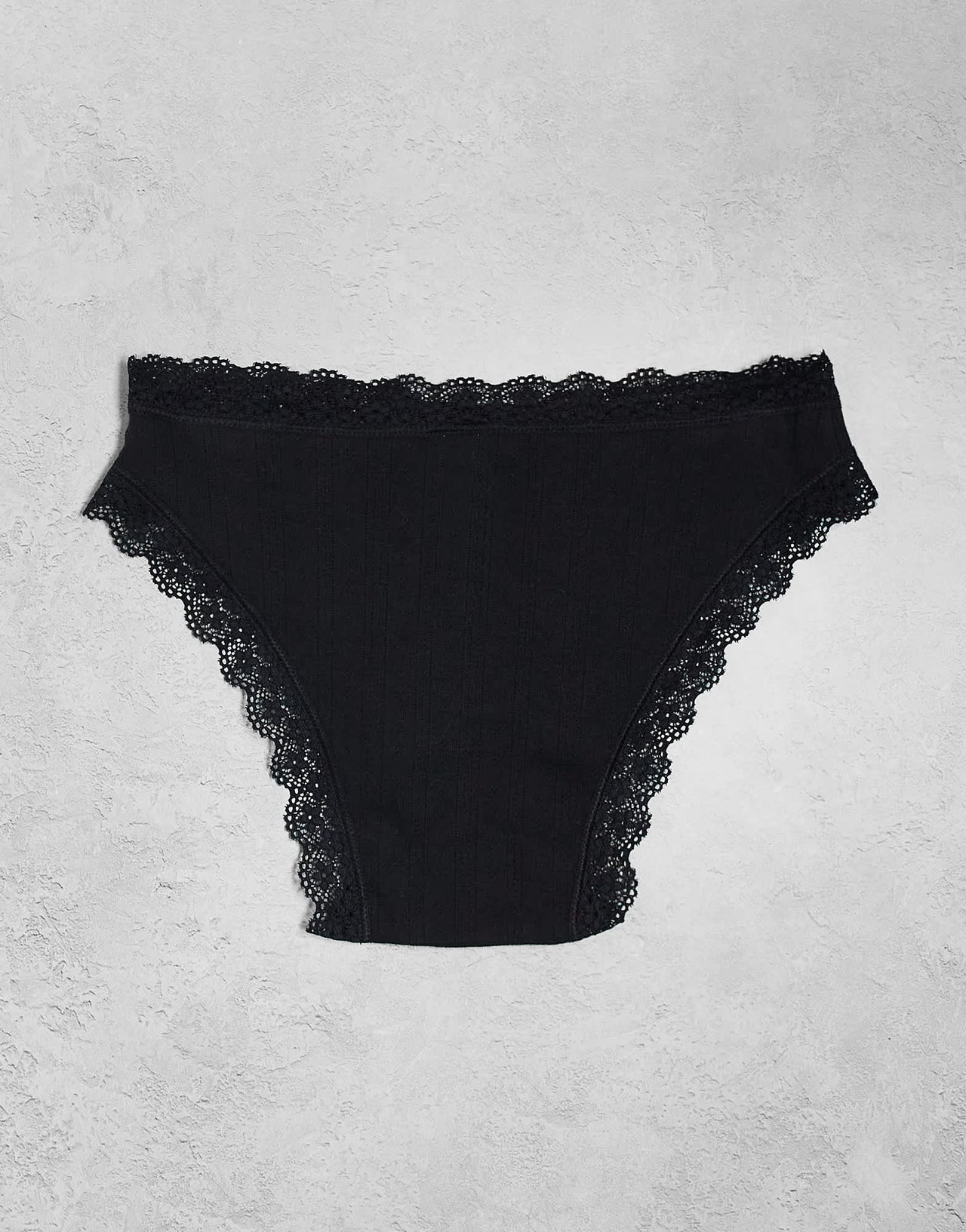 Cotton On 3 pack  cotton lace pointelle bikini briefs in black grey and white