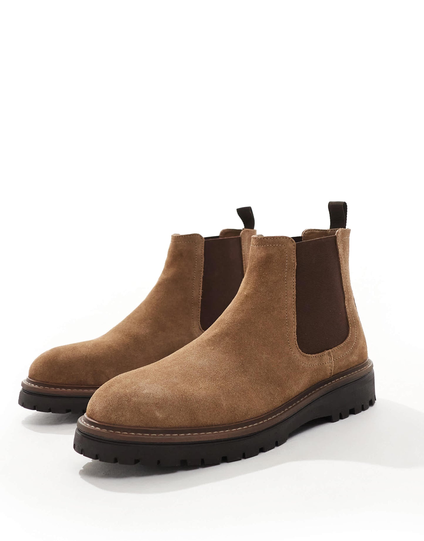 ASOS DESIGN chelsea boots in tan suede with cleated sole