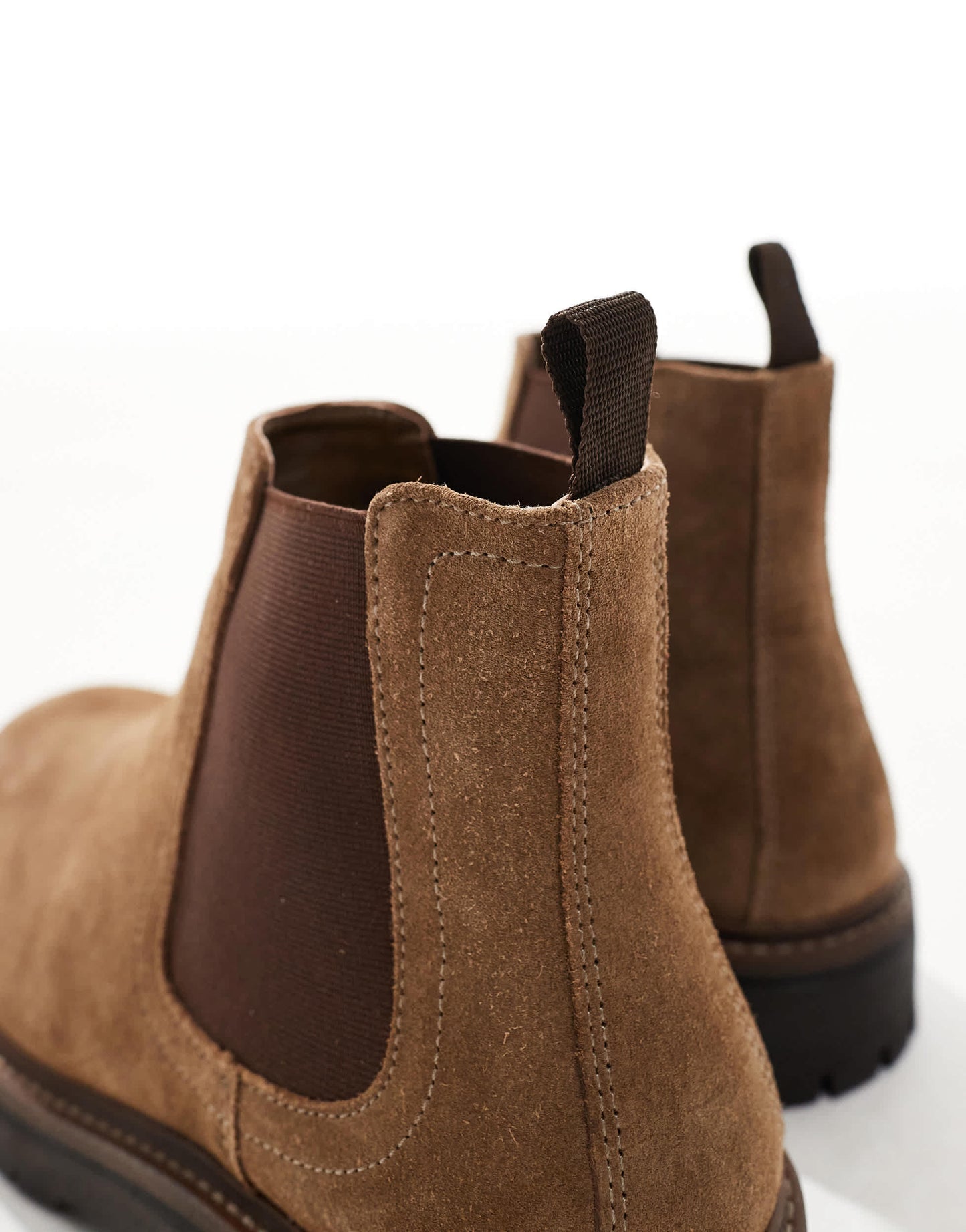 ASOS DESIGN chelsea boots in tan suede with cleated sole