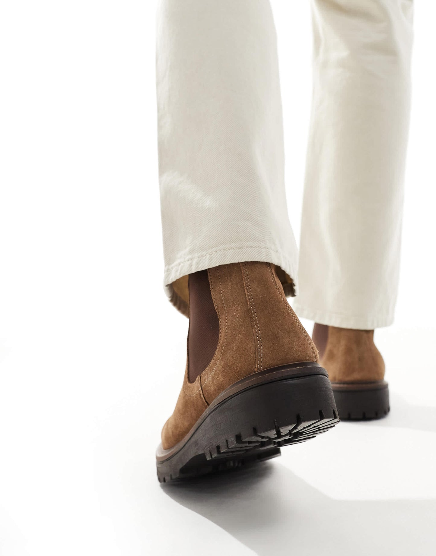 ASOS DESIGN chelsea boots in tan suede with cleated sole