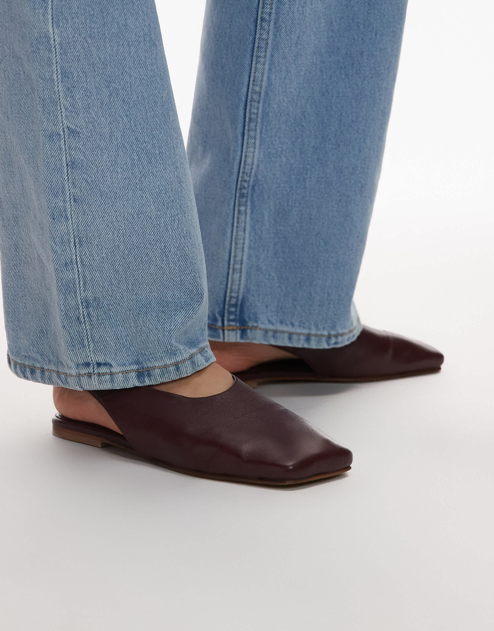 Topshop Brit leather slingback ballet in burgundy