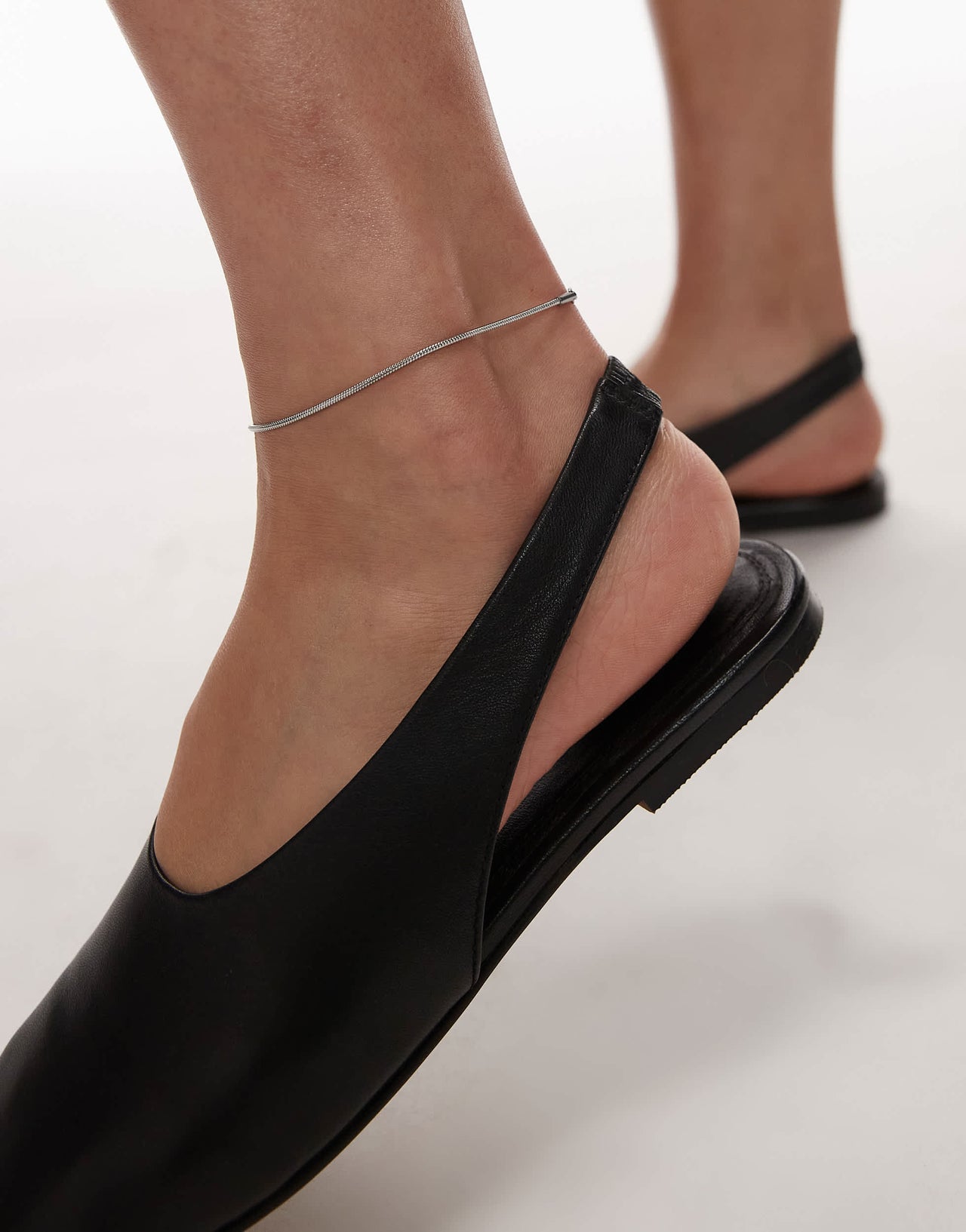 Topshop Brit leather slingback ballet in black