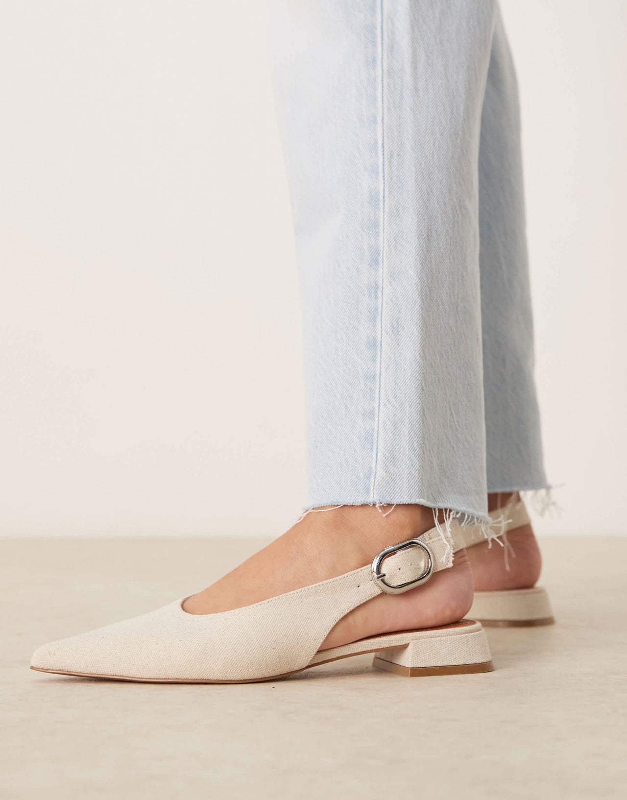 ASOS DESIGN Leonora slingback ballet in natural fabrication