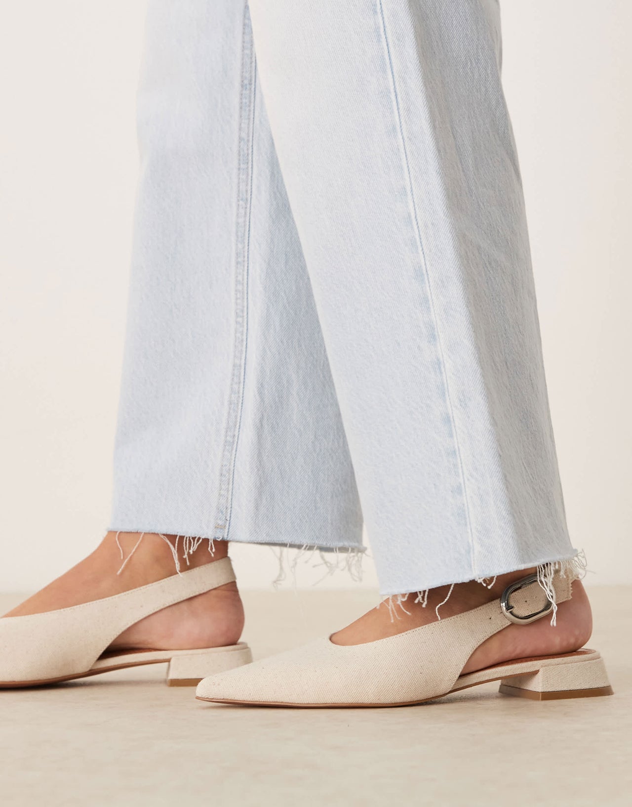 ASOS DESIGN Leonora slingback ballet in natural fabrication
