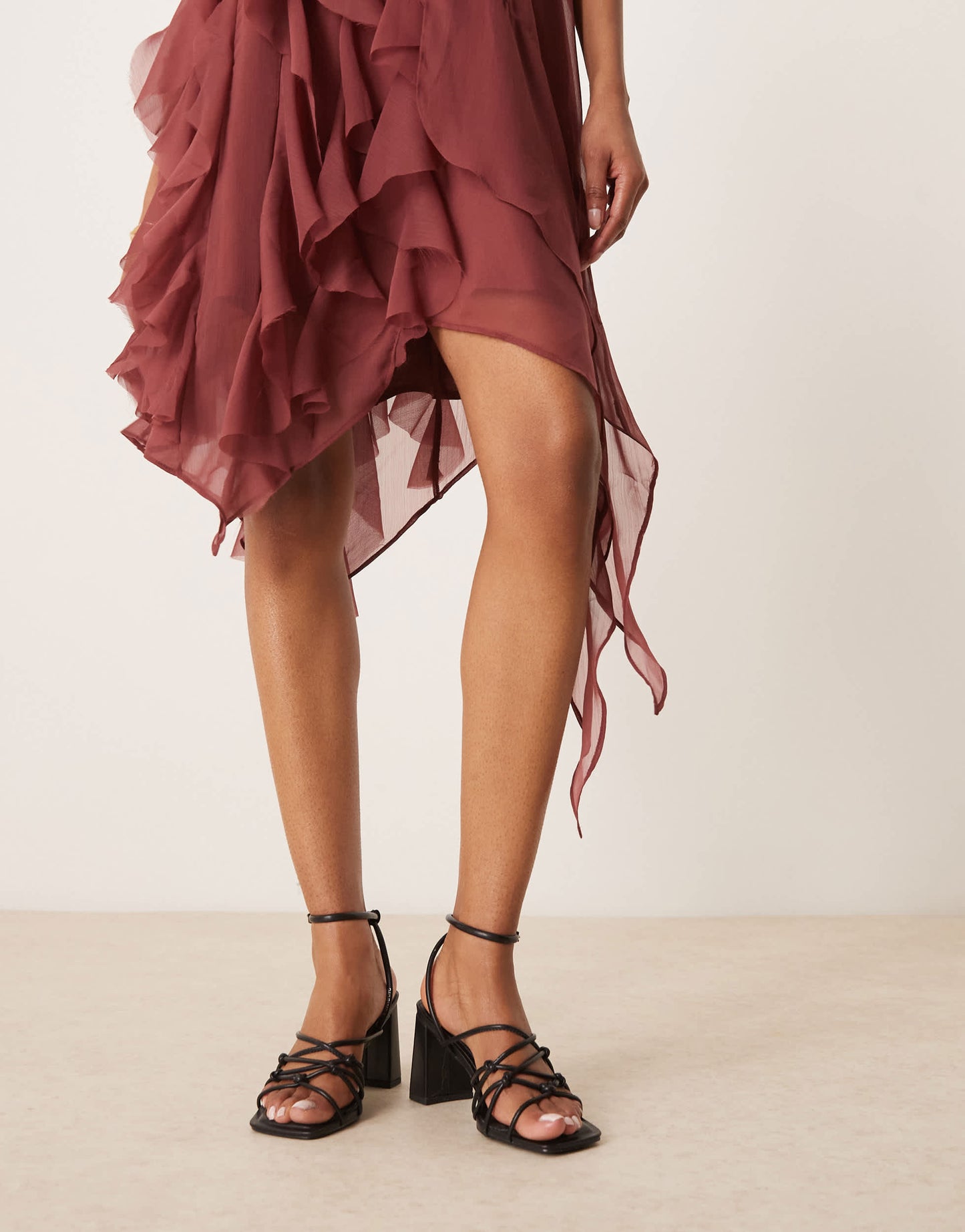 New Look knotted block heeled sandal in black
