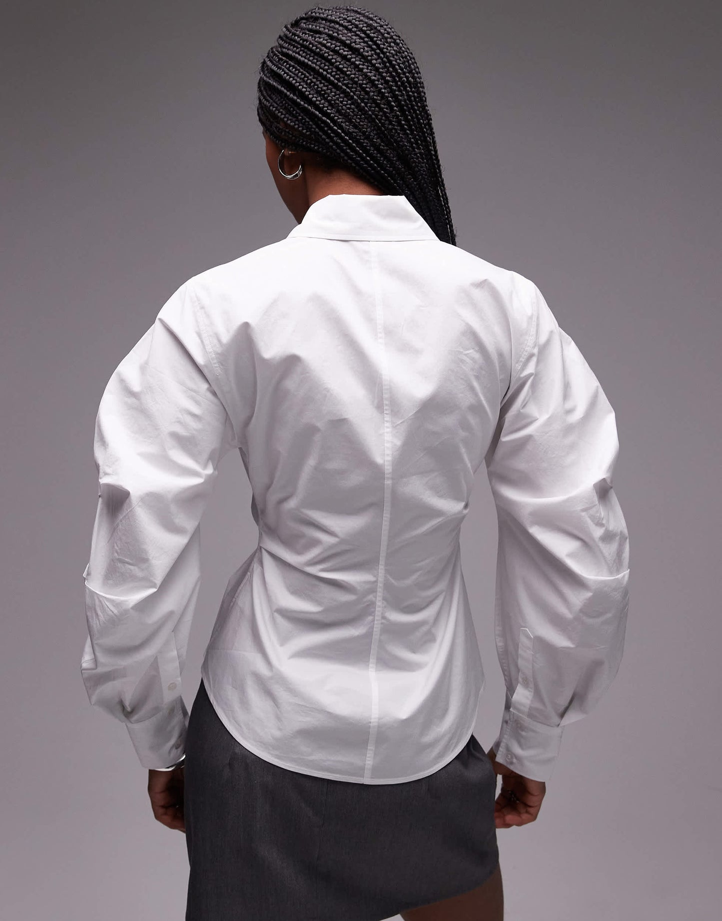 & Other Stories shirt with asymmetric button front with volume sleeves in white