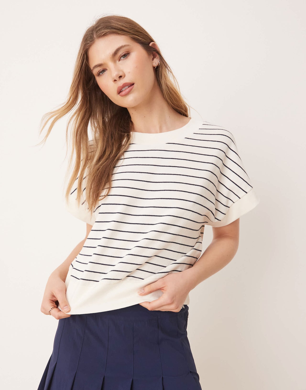 ASOS DESIGN boxy tee in textured stripe