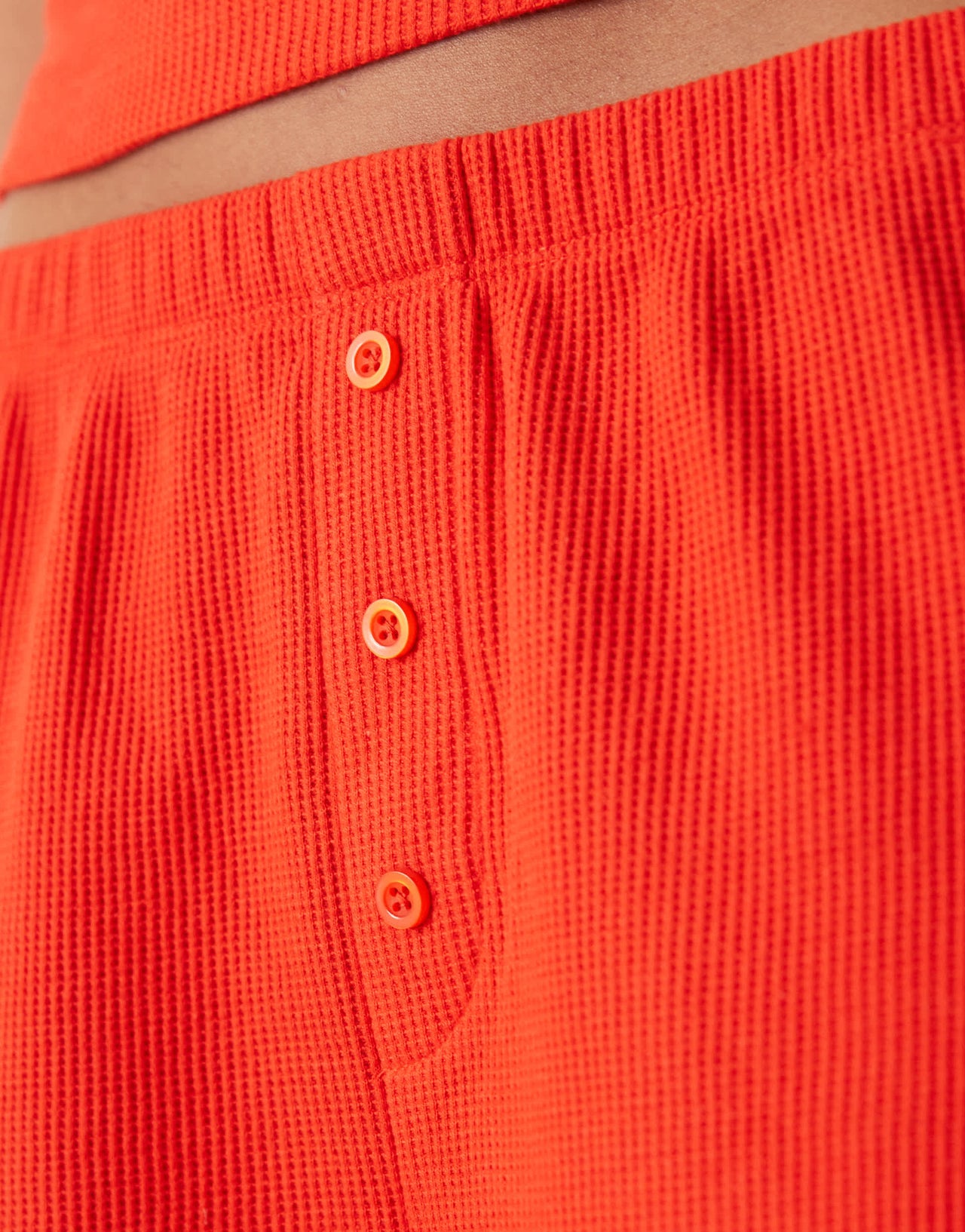ASOS DESIGN wide leg waffle trouser in red