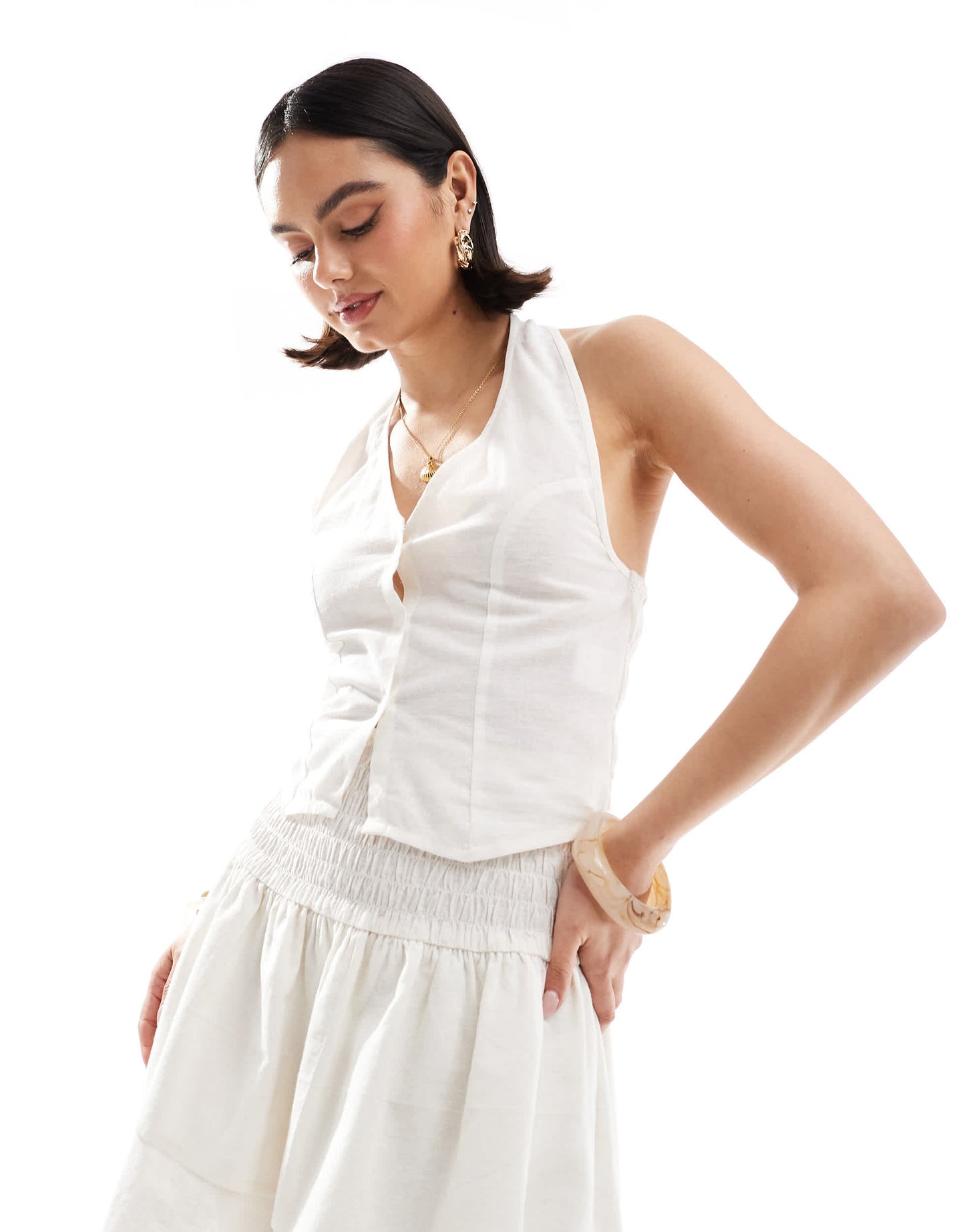 Esmee Exclusive halter top co-ord in white