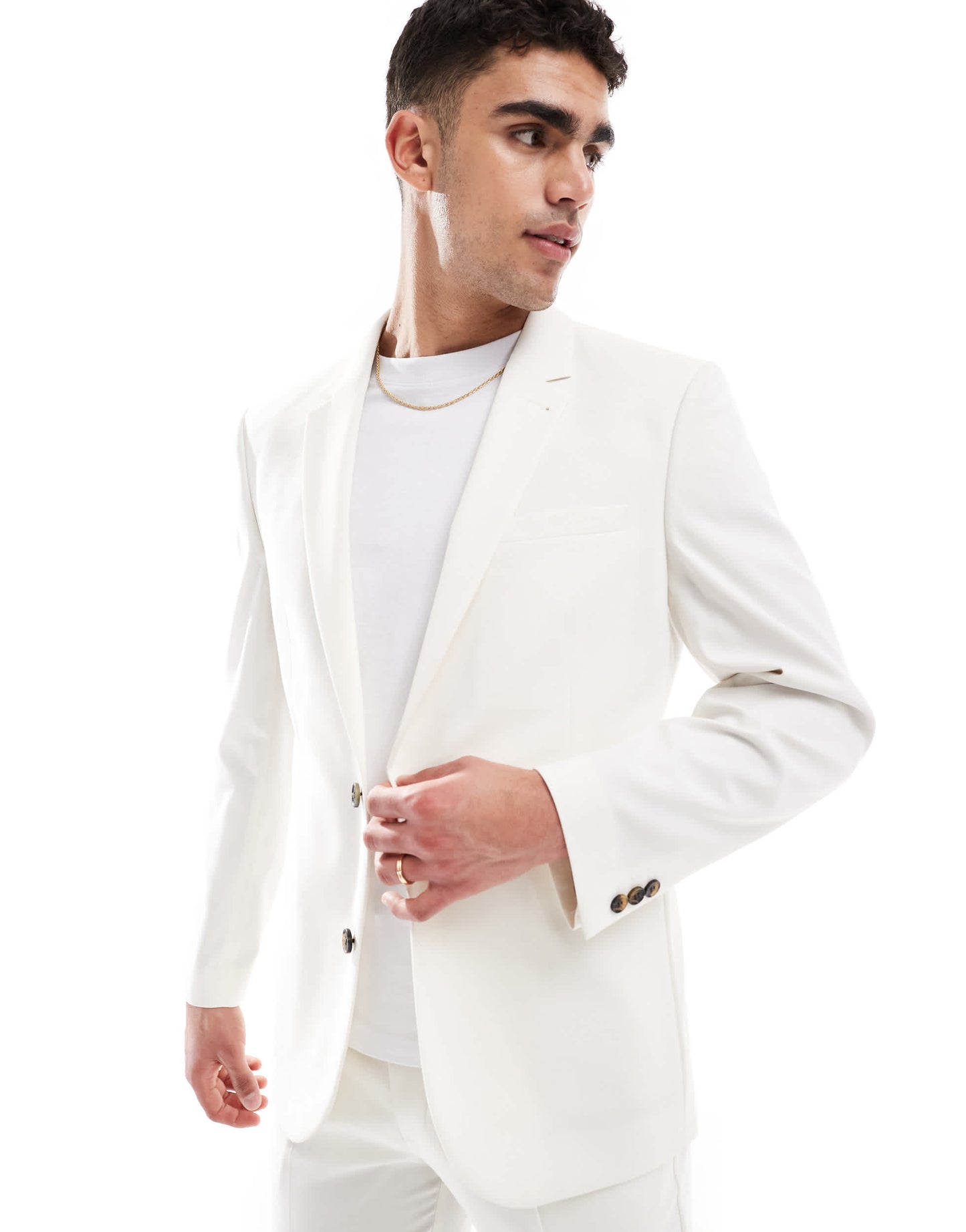 ASOS DESIGN slim suit jacket in ecru
