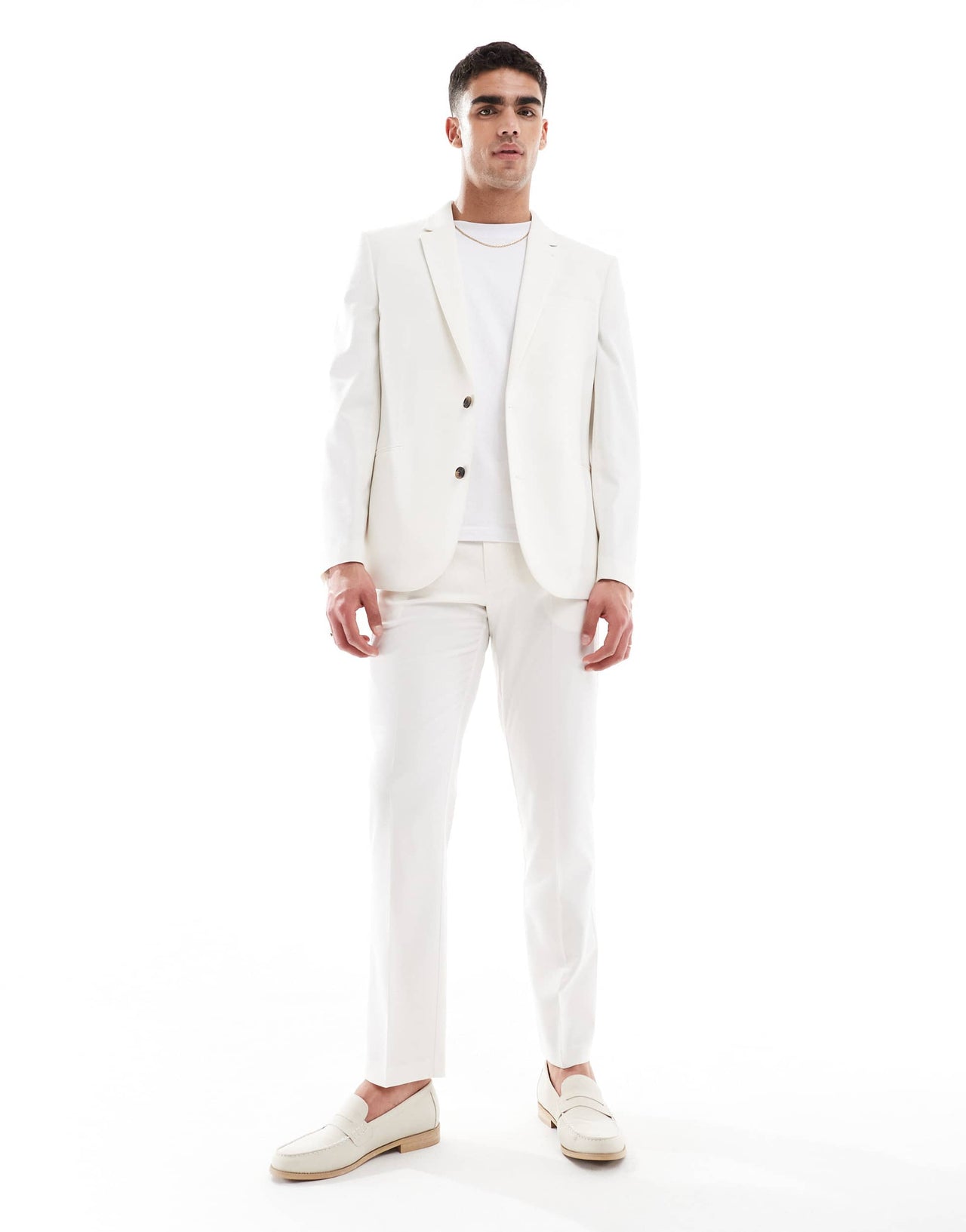 ASOS DESIGN slim suit jacket in ecru