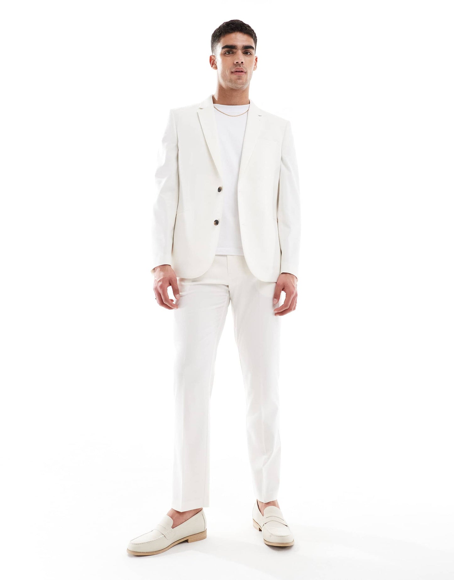 ASOS DESIGN slim suit jacket in ecru