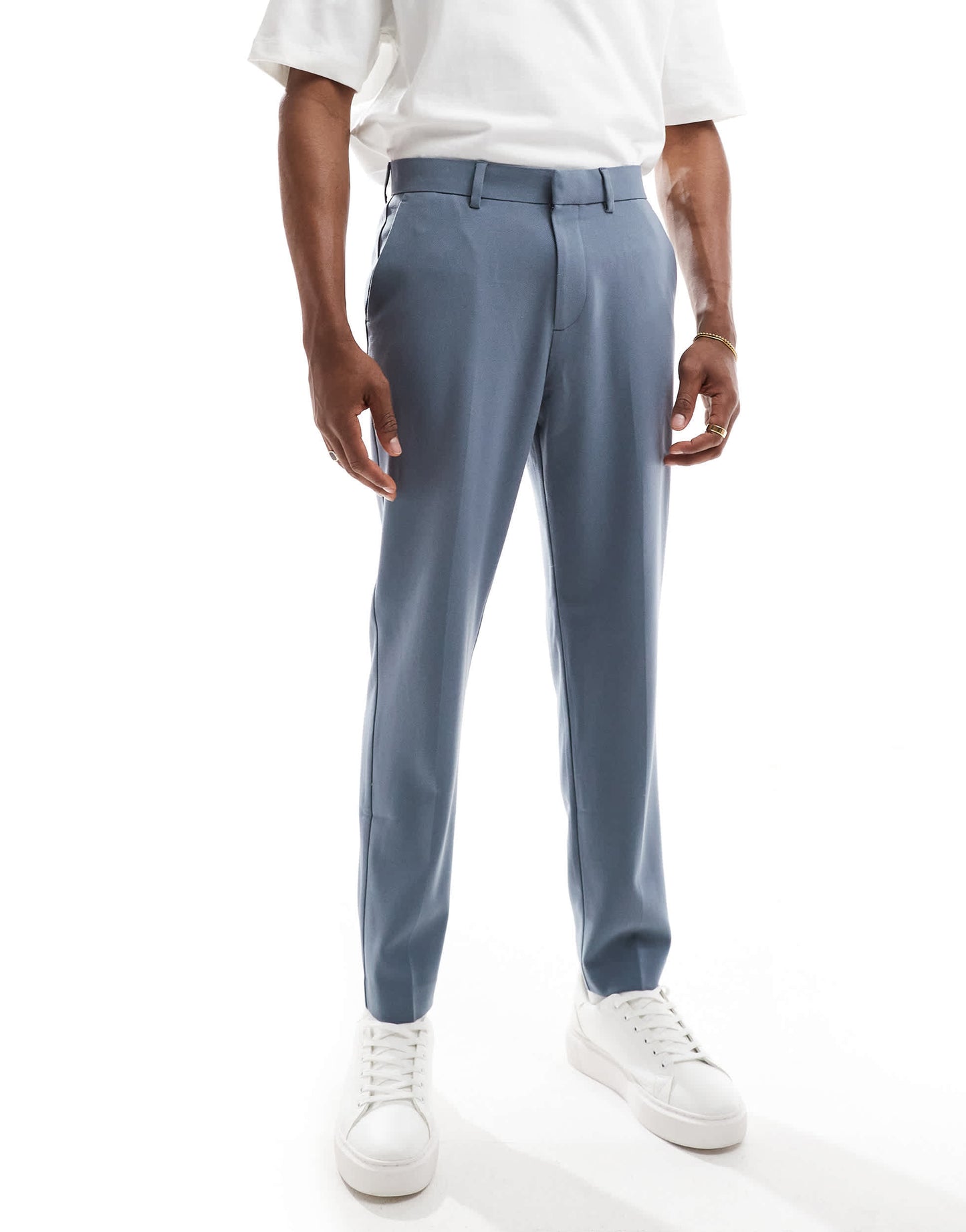 ASOS DESIGN tapered suit trousers in blue twill