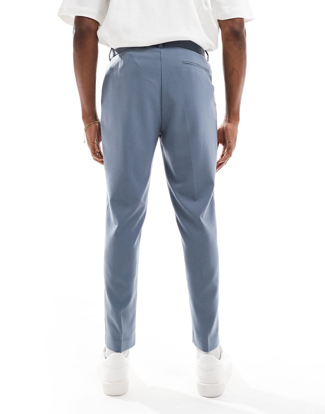 ASOS DESIGN tapered suit trousers in blue twill
