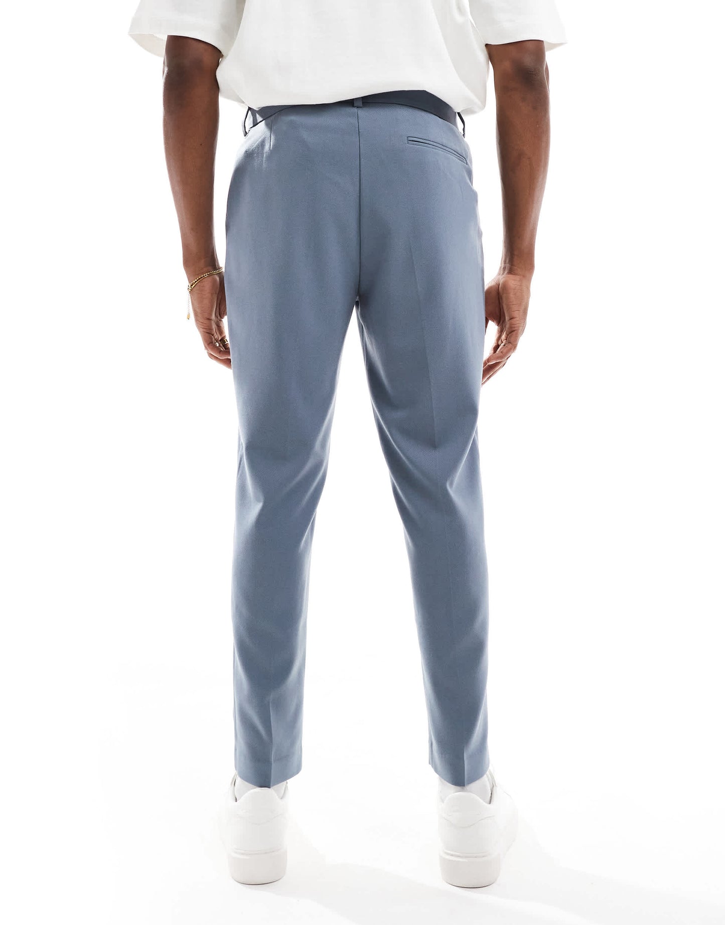 ASOS DESIGN tapered suit trousers in blue twill