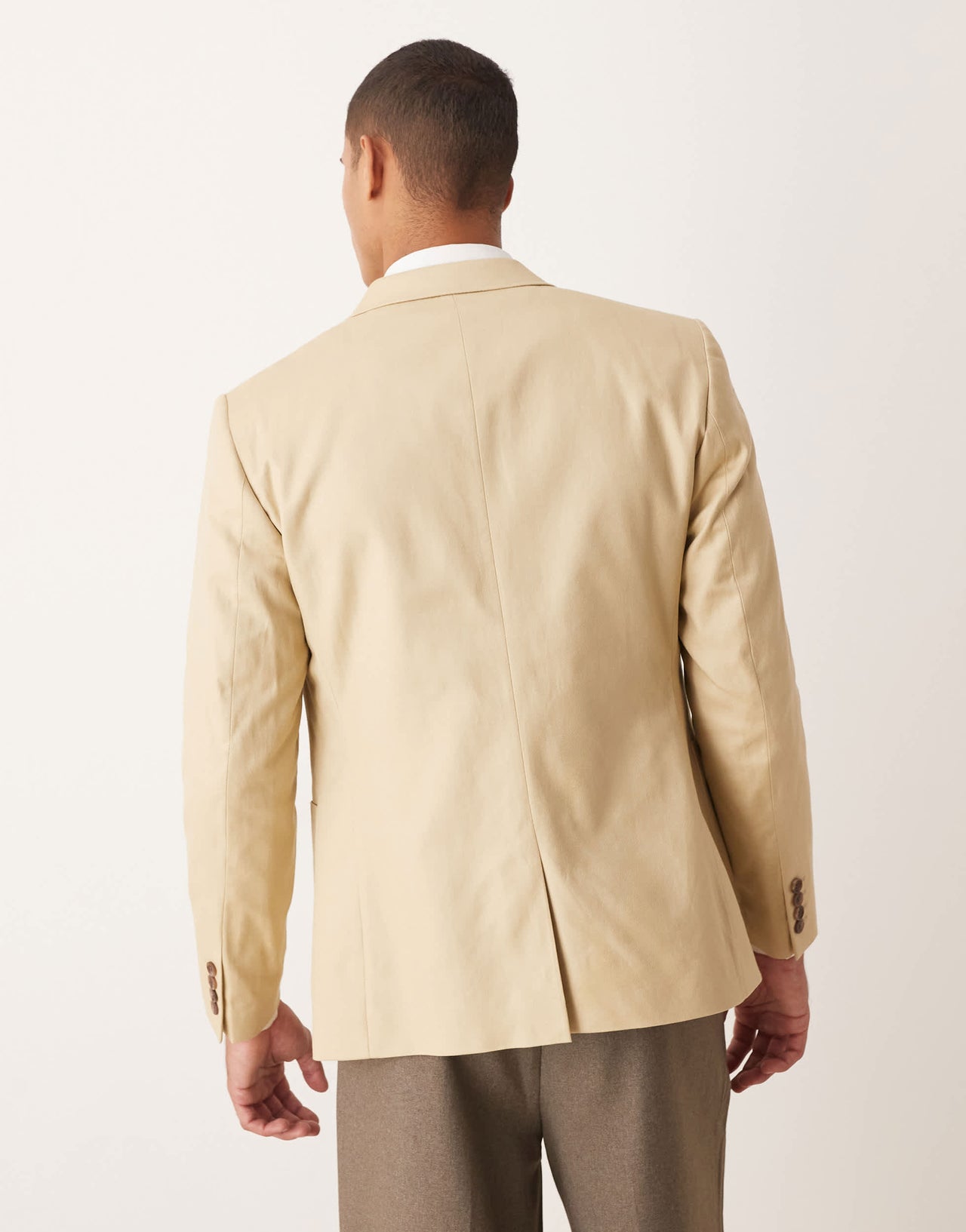 ASOS DESIGN slim cotton linen blend blazer in stone