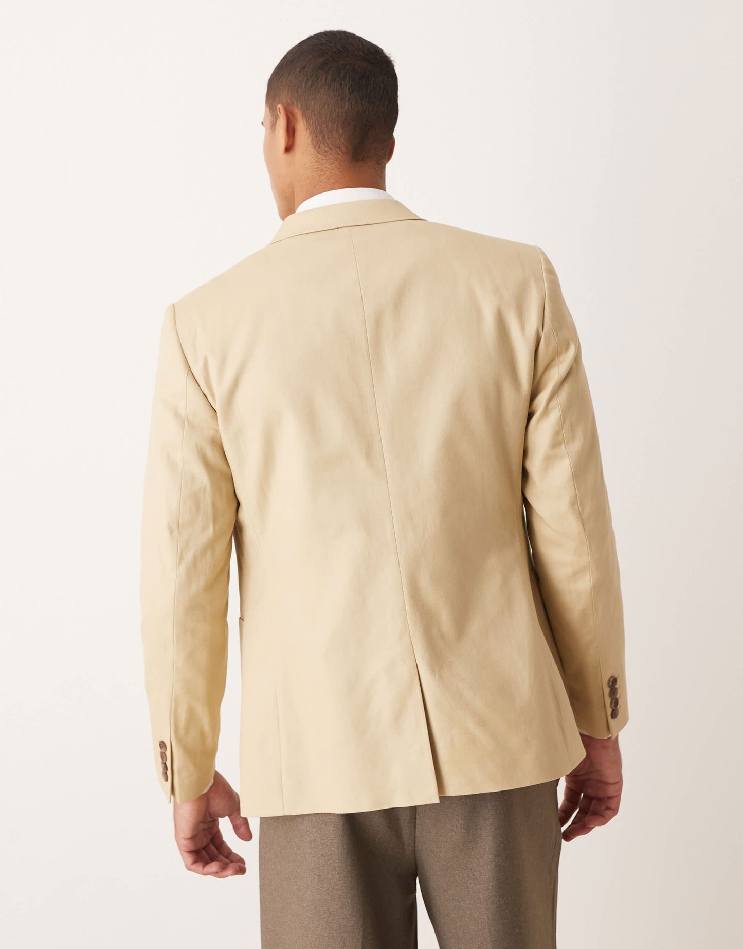 ASOS DESIGN slim cotton linen blend blazer in stone