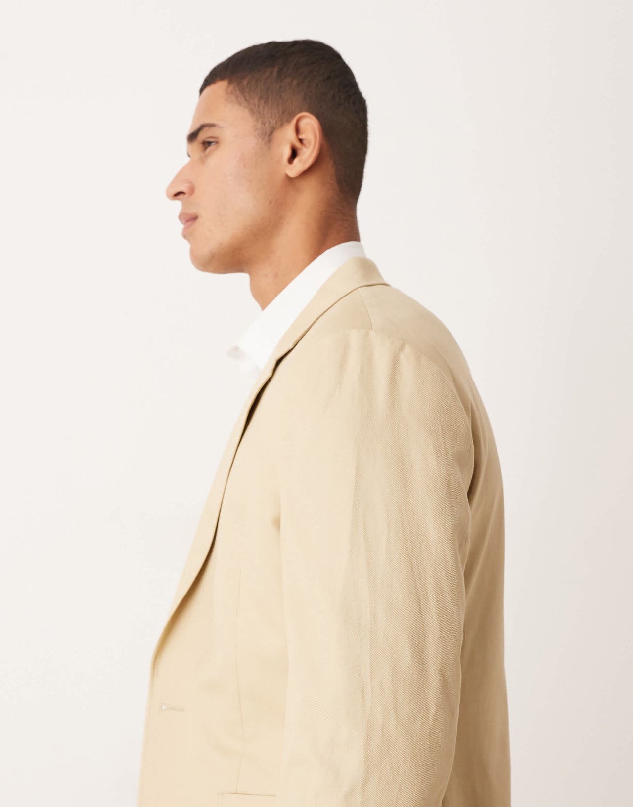 ASOS DESIGN slim cotton linen blend blazer in stone