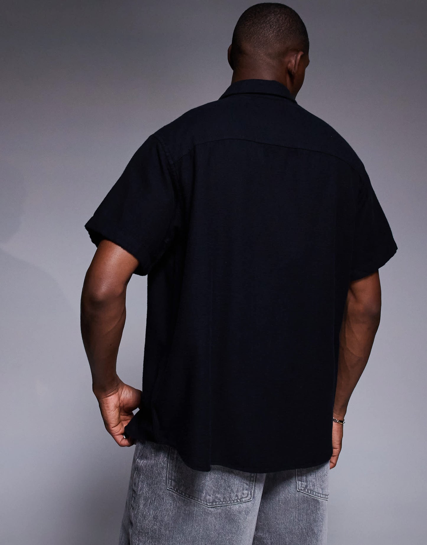ADPT oversized short sleeve shirt in black