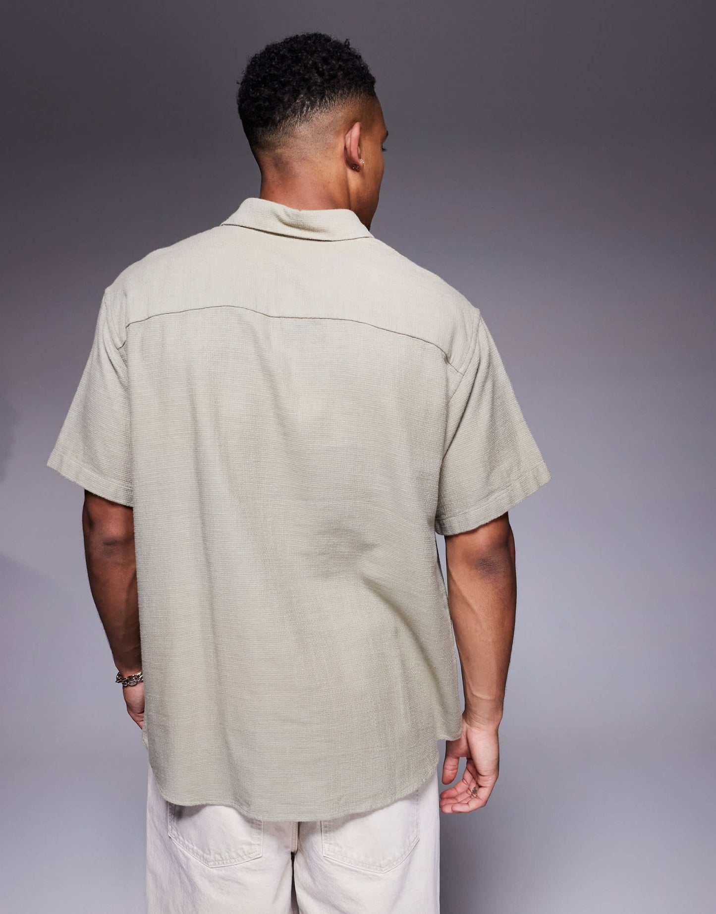 ADPT oversized short sleeve shirt in cream