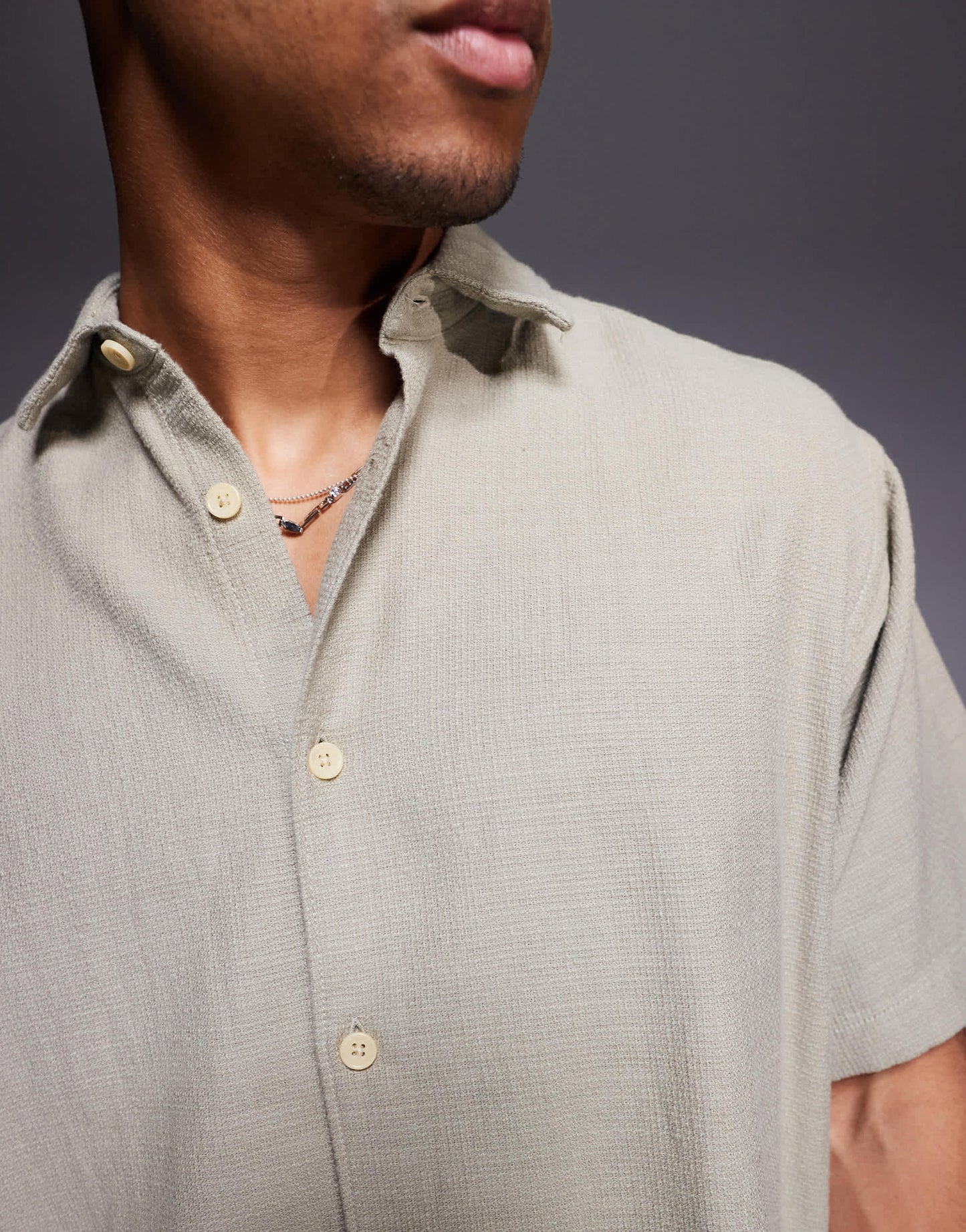 ADPT oversized short sleeve shirt in cream