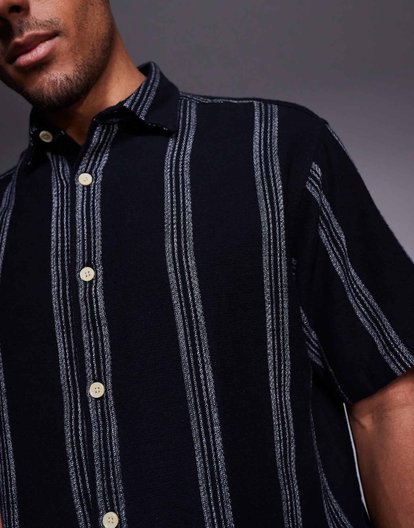 ADPT oversized short sleeve shirt in black stripe