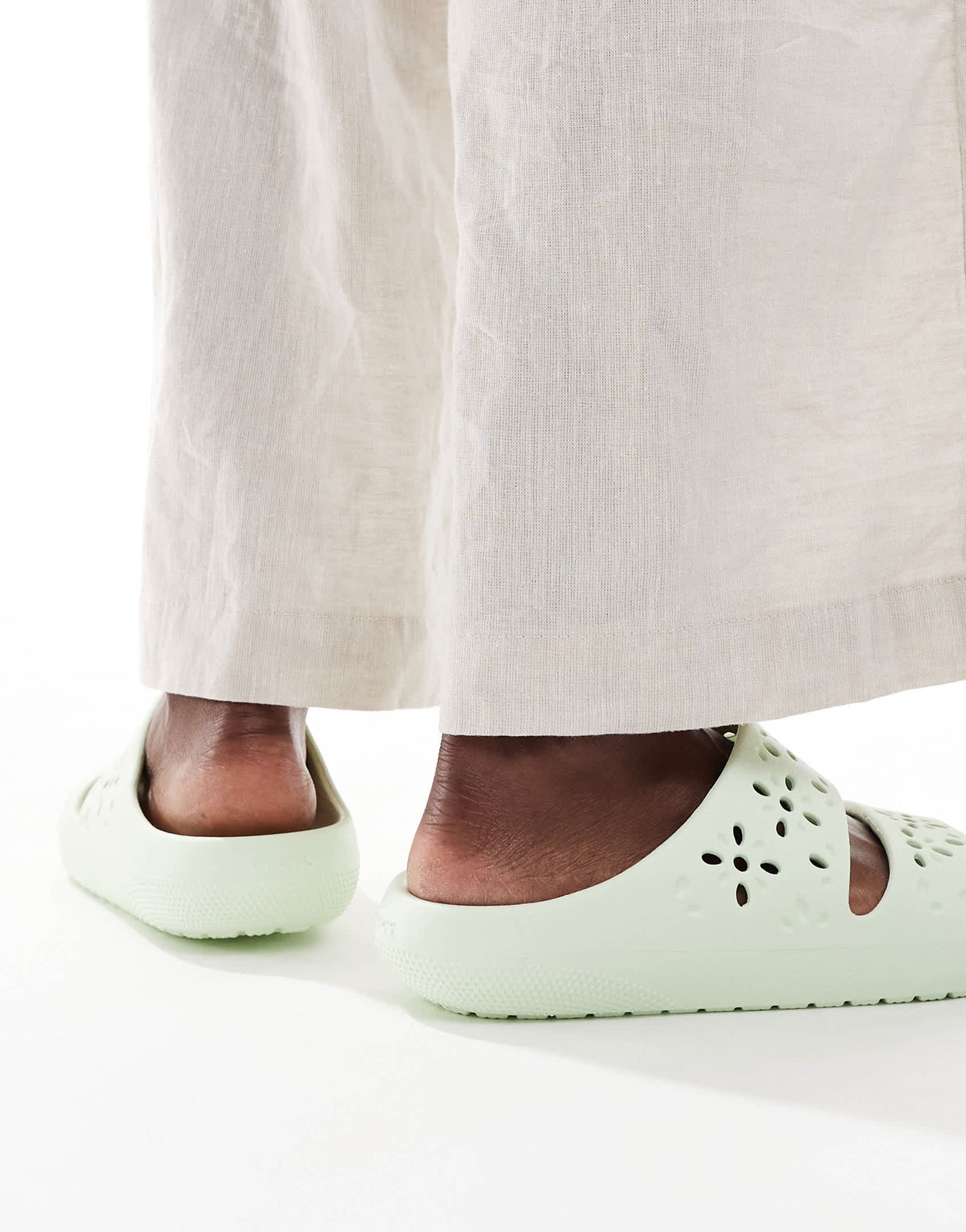 Crocs Classic floral cut out sandals in jade tint