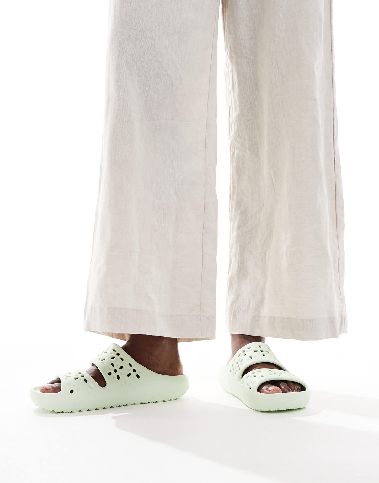 Crocs Classic floral cut out sandals in jade tint