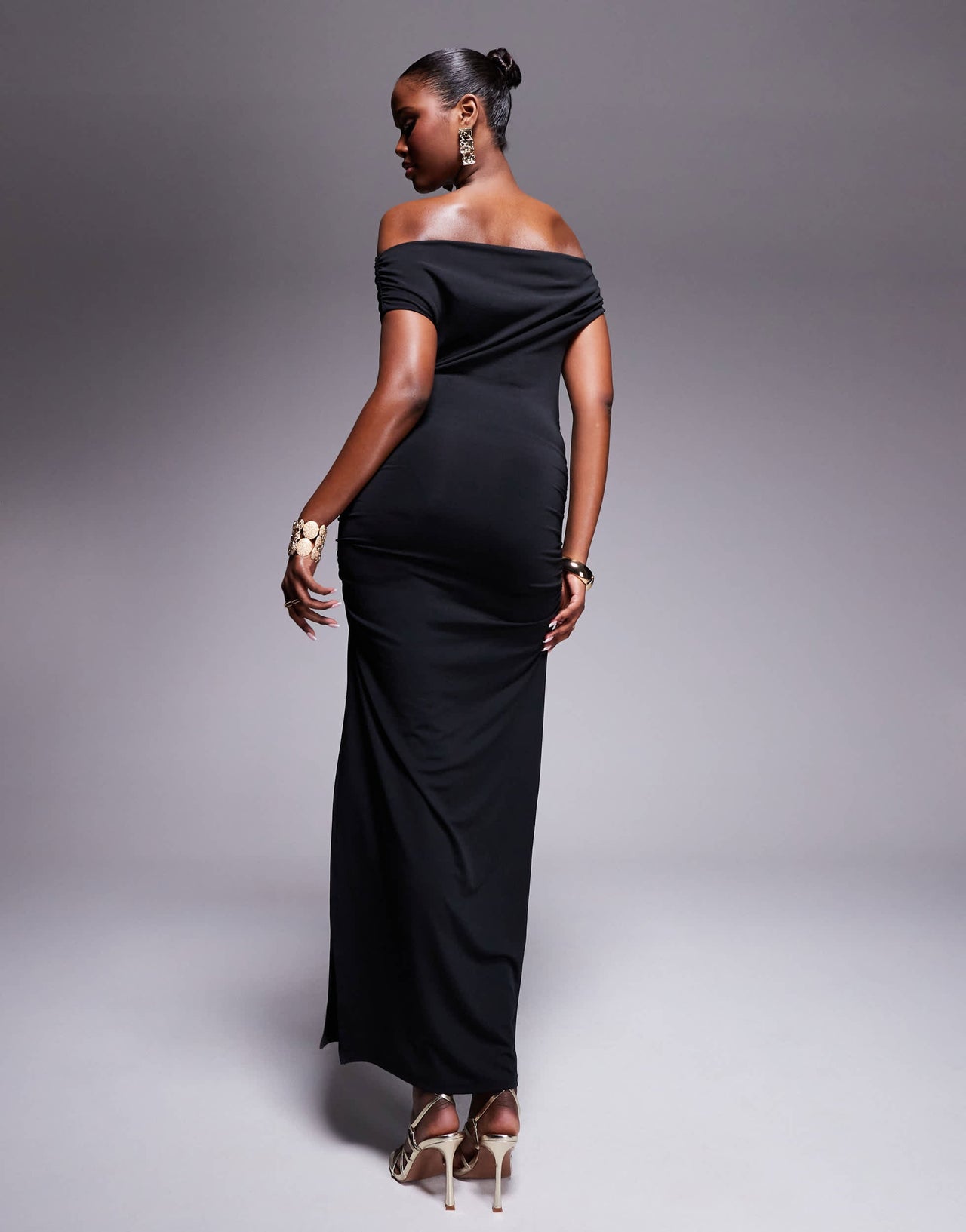 New Look bardot midi dress in black
